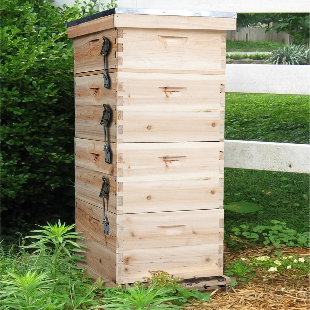 TEMU 2/ 3/ 4-tier Fir Wood Beehive Complete Bee Hives, Bee Hive Deep Box Starter Kit, Beeswax Coated Natural Cedar Wood, Wooden Bee House For