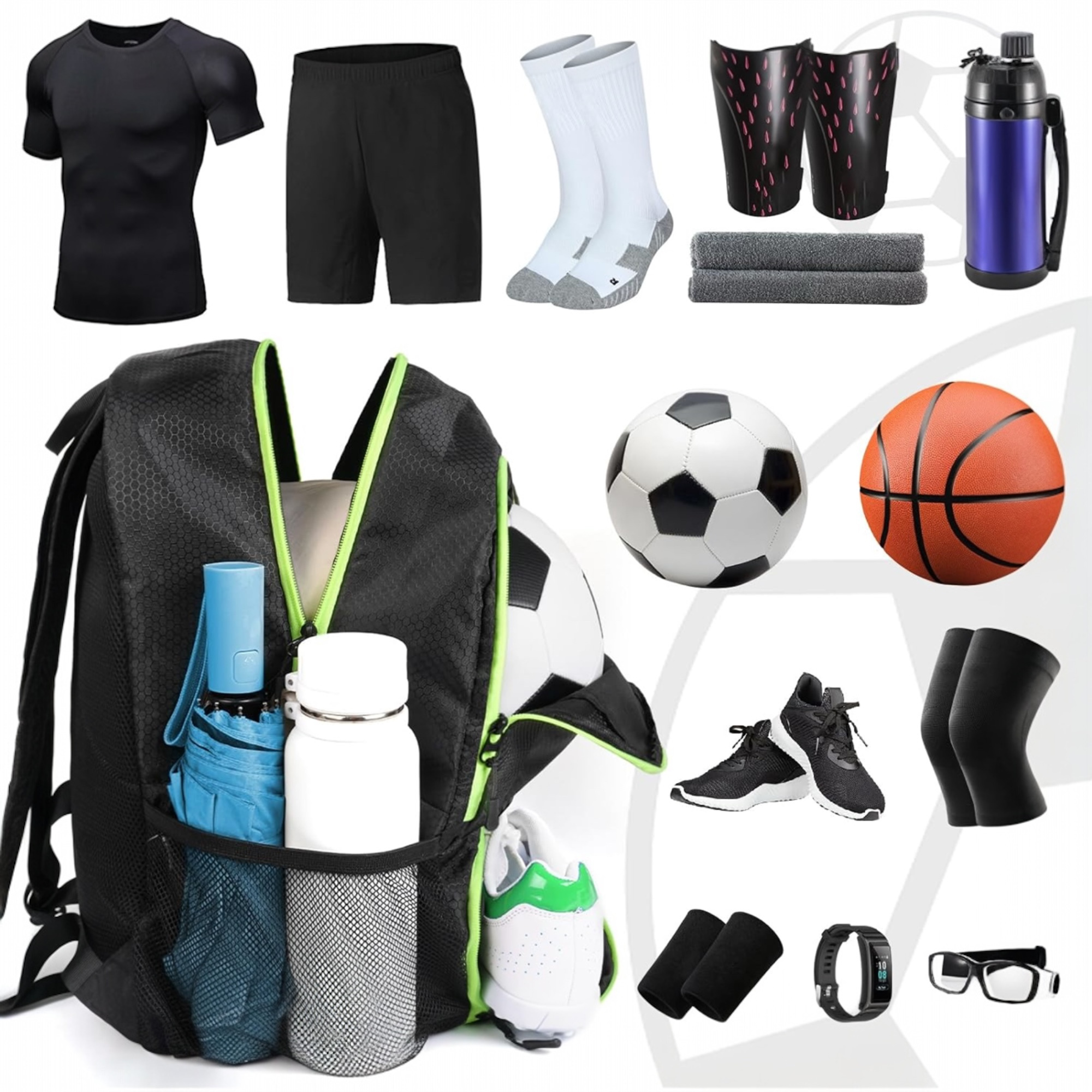 TEMU Mochila Futbol con Zapatillero, Mochila Deportiva Hombres Mujeres Mochila Baloncesto, Mochila Gimnasio Mochila Gym para Baloncesto, Voleibol,