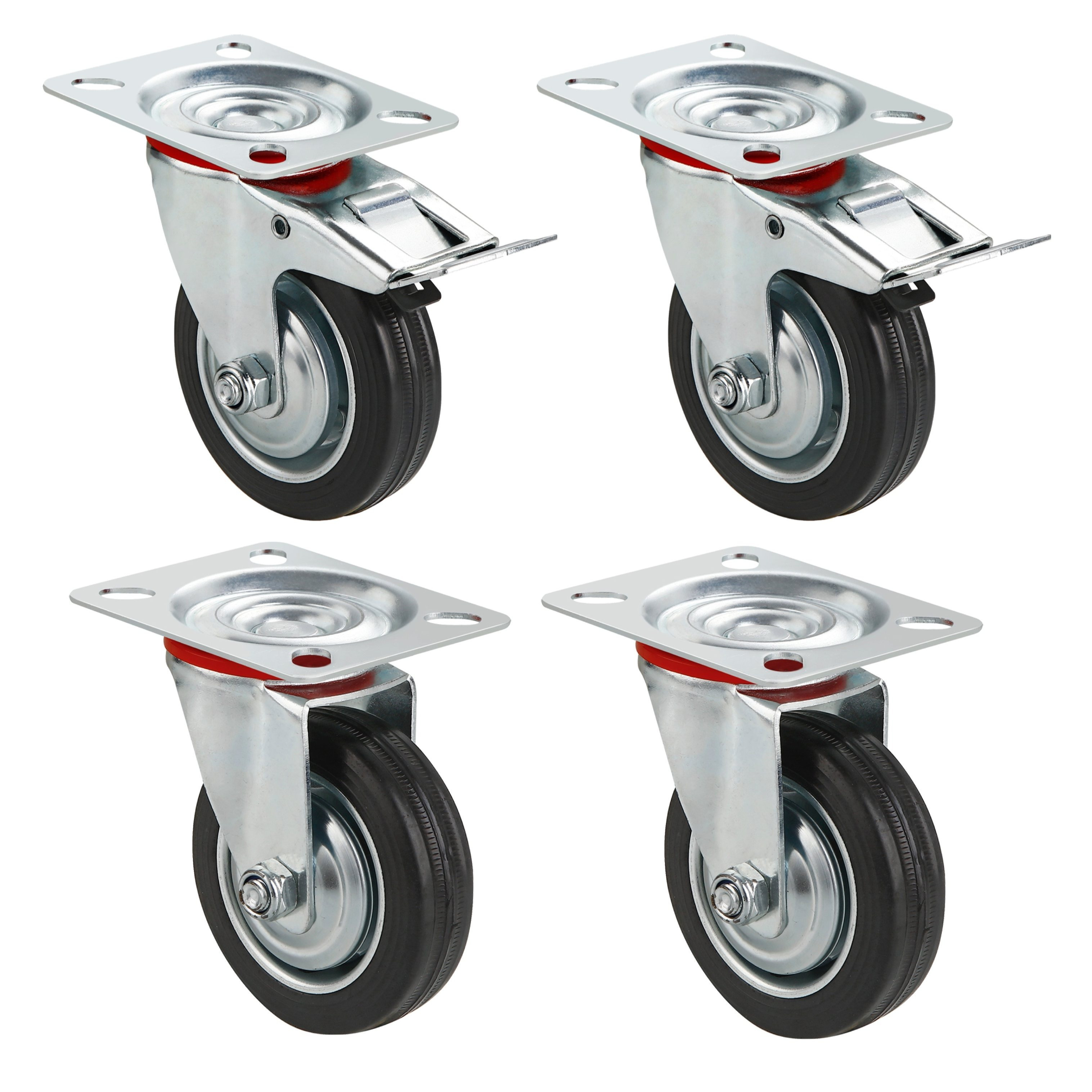 TEMU Tk 4er Transport Rollers & Heavy-duty Rollers - With Brake - Steering Roller Heavy-duty Rollers 75 Mm - Loadable Up To 400 Kg Heavy-duty