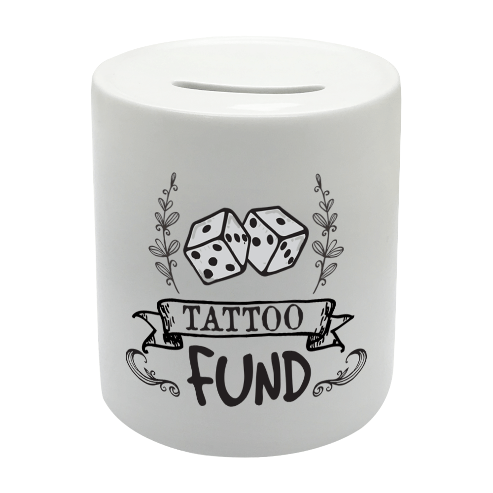 TEMU Tattoo Fund Ceramic Piggy Bank – Cool Novelty Gift For Ink Lovers With High-quality Printed Design (bs033)
