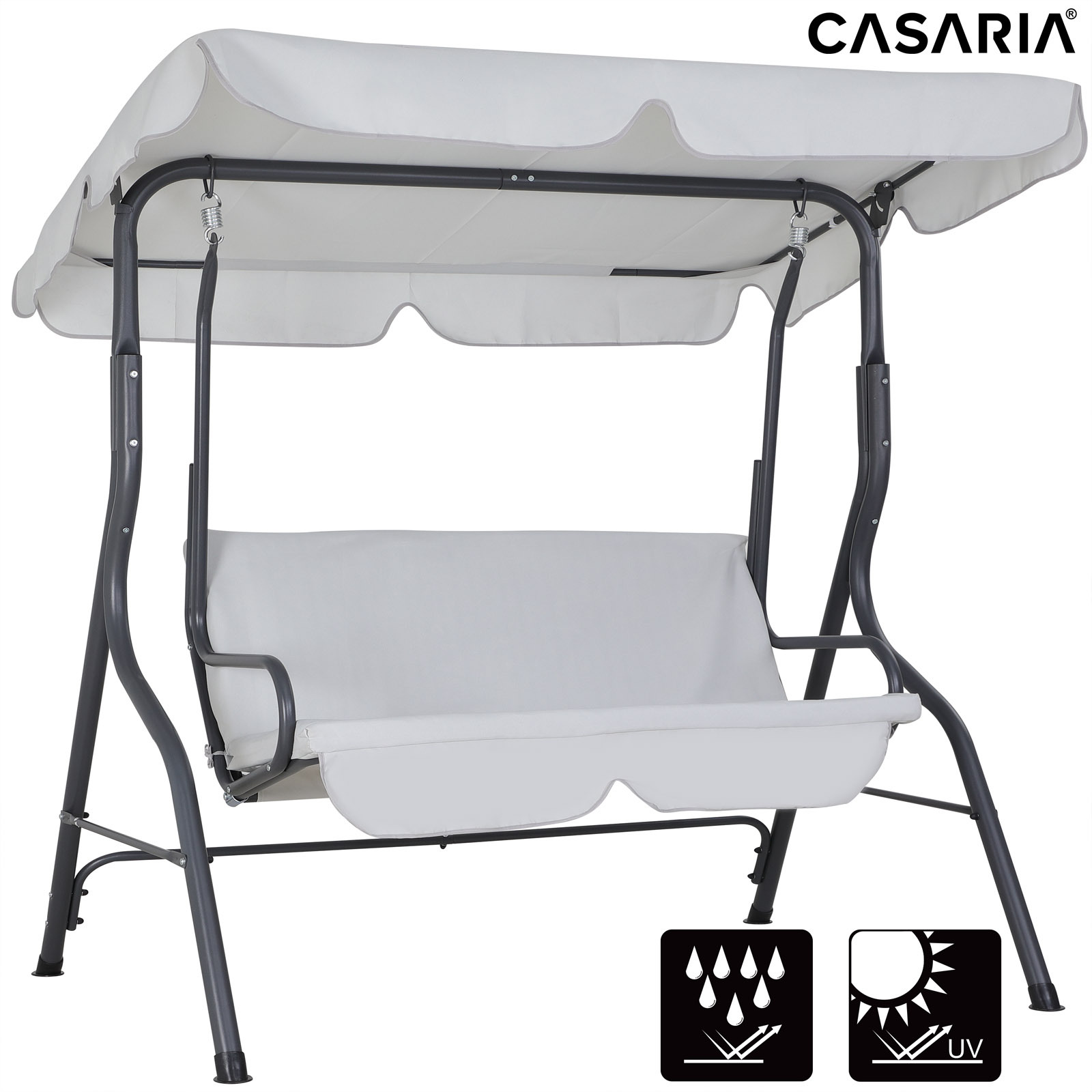 TEMU CASARIA® Columpio de Jardín Hollywood Exterior 2 Plazas Parasol Balancín 140x112x150cm Carga 200Kg Patio