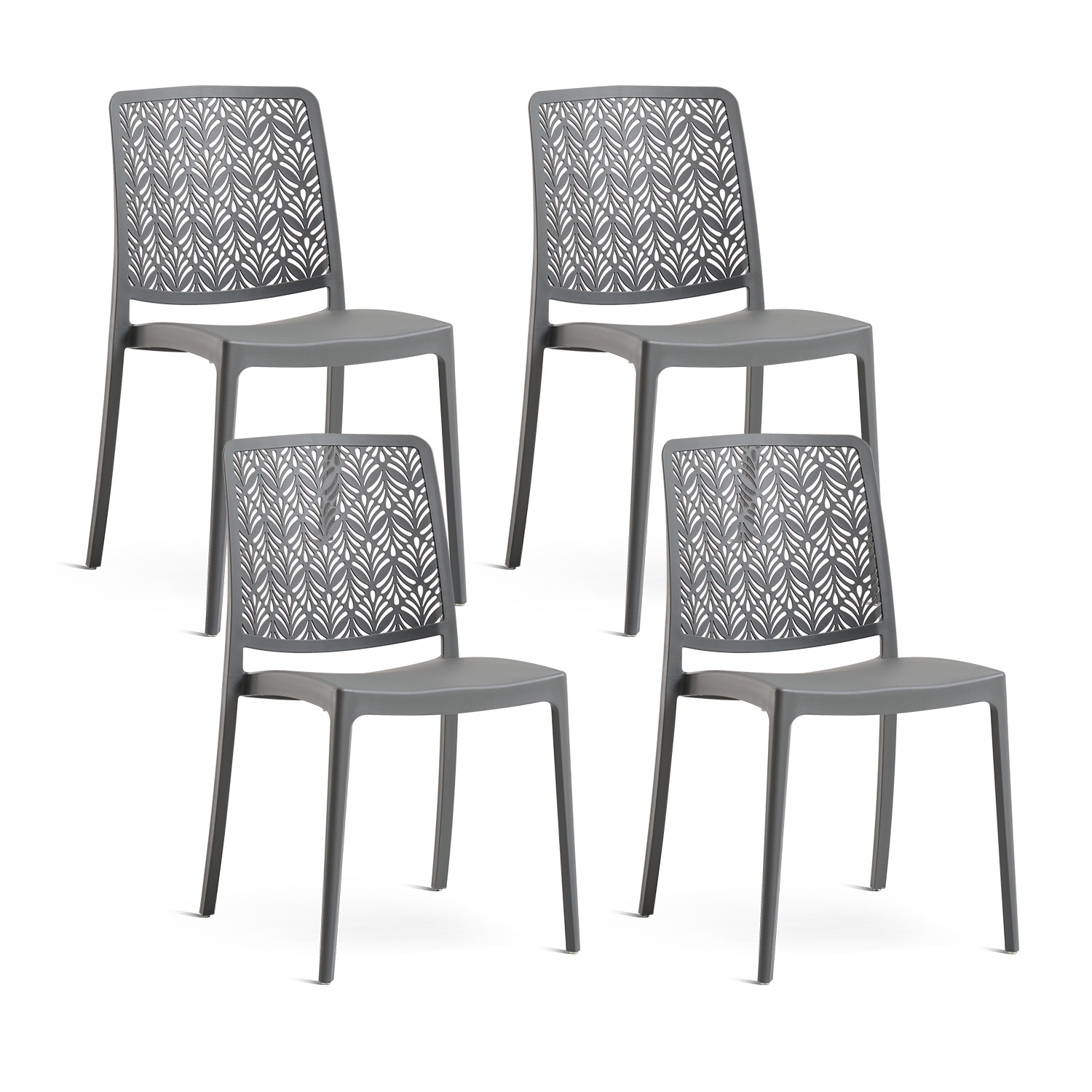 TEMU YARA Ensemble de 4 Chaises en Polypropylène Renforcé avec Fibre de Verre, Empilables et Durables, Idéal pour Jardin, Terrasse, Balcon et