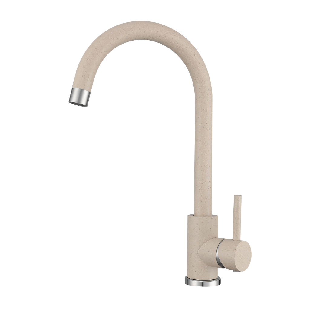 Vbchome Kitchen Faucet Beige In Granite Look - 360° Rotatable Single-handle Water Tap For Sink, Modern And Easy To Clean