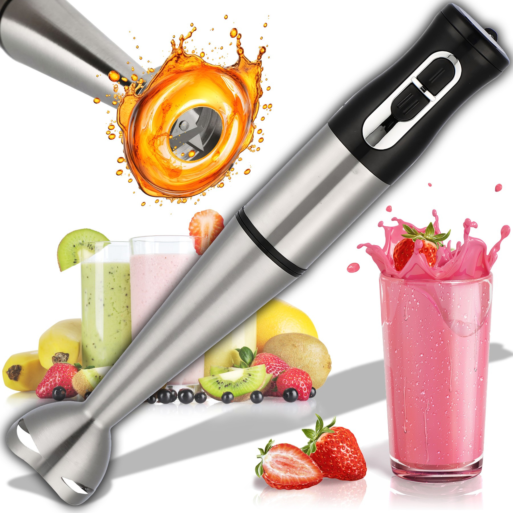 TEMU Hand Blender Kuchenny Retoo Techpro, Multifunctionalrobot, 1200w Power, Turbo Mode, Basic Mode, For Smoothies, Soups, Sauces, Creams, Cakes,