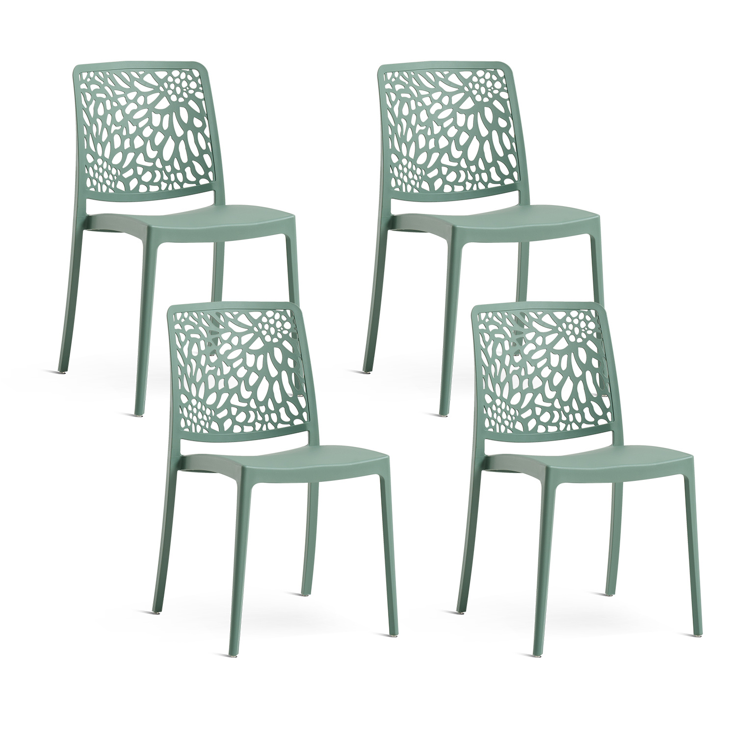 TEMU Ensemble de 4 chaises SOLE en polyester renforcé, empilables et résistantes, idéales , la terrasse, le balcon et également les espaces