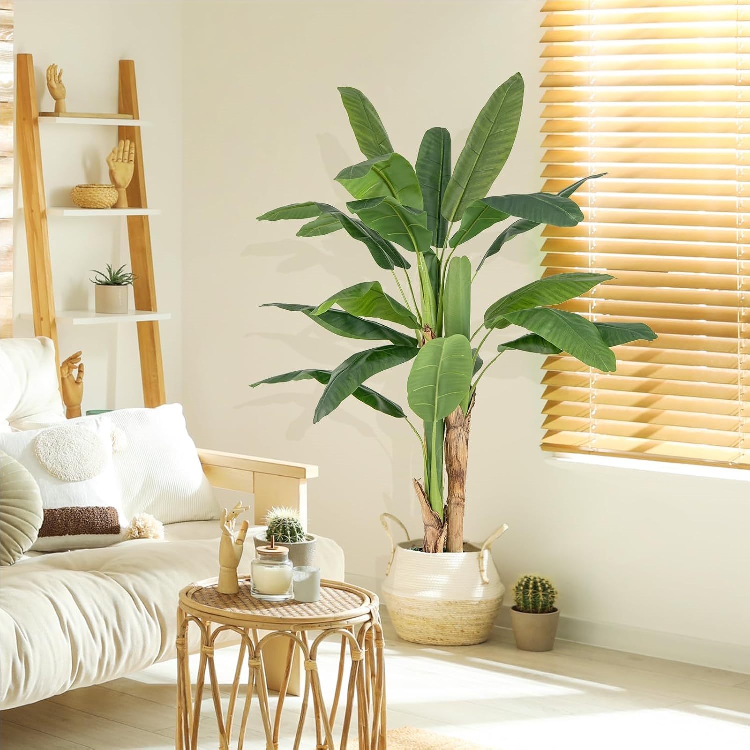 Image of 160 Cm Artificial Tree, Artificial Bird Of Paradise Plant, Indoor Plant With Stable Pot & 18 Leaves, For Room Decoration, Green