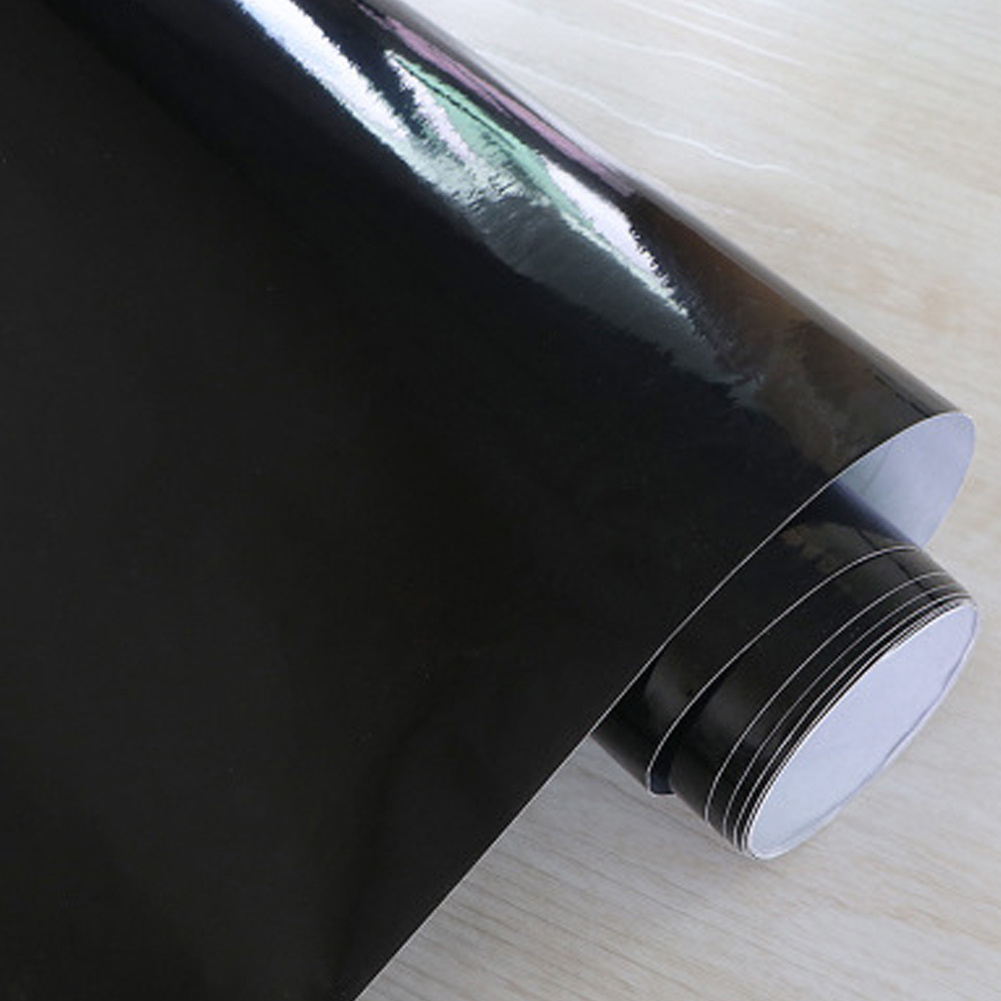 TEMU 1 Roll Sticky Back Plastic Self Adhesive Wallpaper Vinyl Wrap Film Roll Furniture Sticker For Walls Doors Black Glossy Effect 60x200cm Peel And