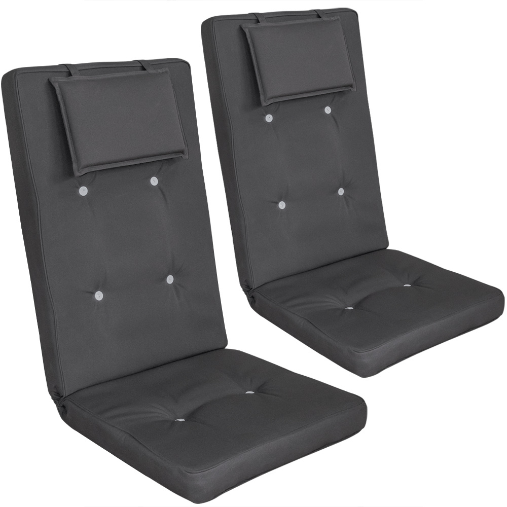 Detex® 2x Cushions For High-back Garden Chairs Cream 118x45x7cm Removable Headrest Pillow