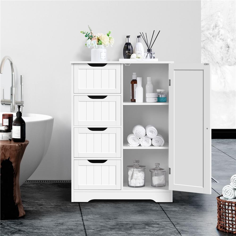 TEMU Costoffs Bathroom Cabinet With 4 Drawers & Shelf, Toiletry Storage For Bathroom, Shower Caddy With Height-adjustable Insert Shelf, Sideboard,