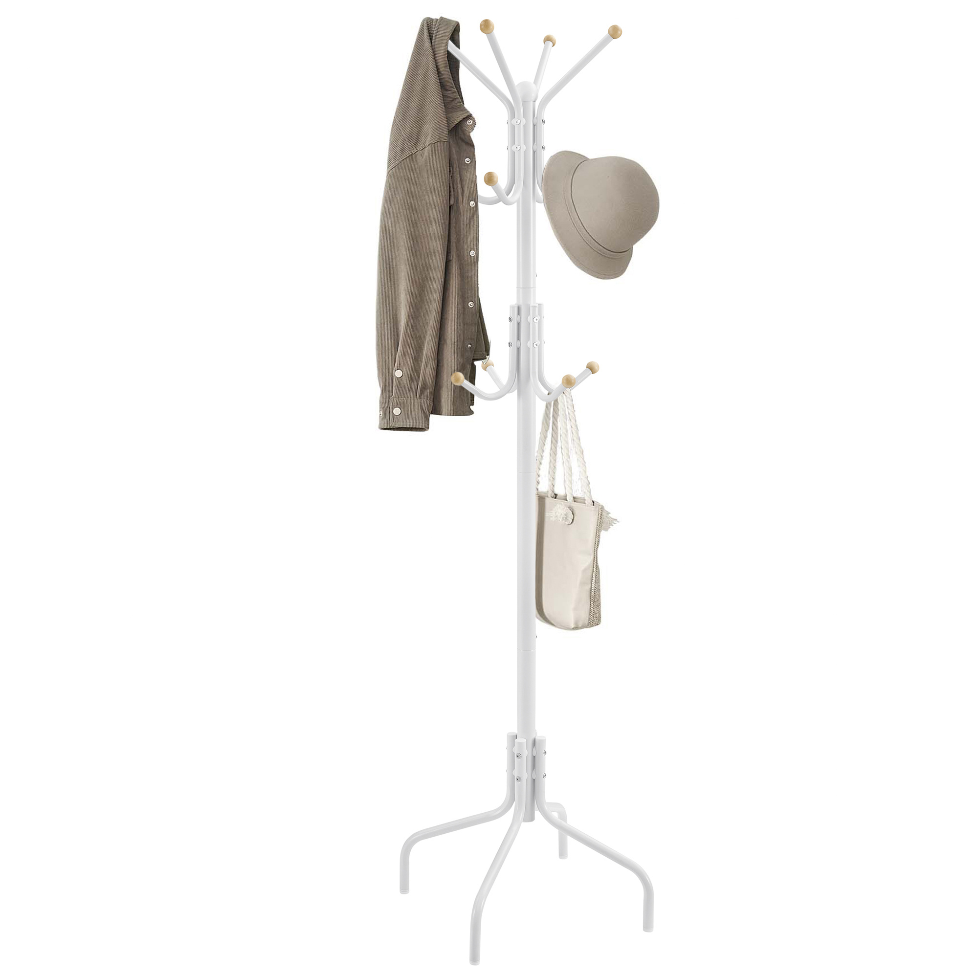 E-shop 1pc Metallischer Freistehender Baumförmiger Kleiderständer,Multifunktionaler Kleidungsorganisator,mit 12 Haken,für Hüte, Schals, , Krawatten &