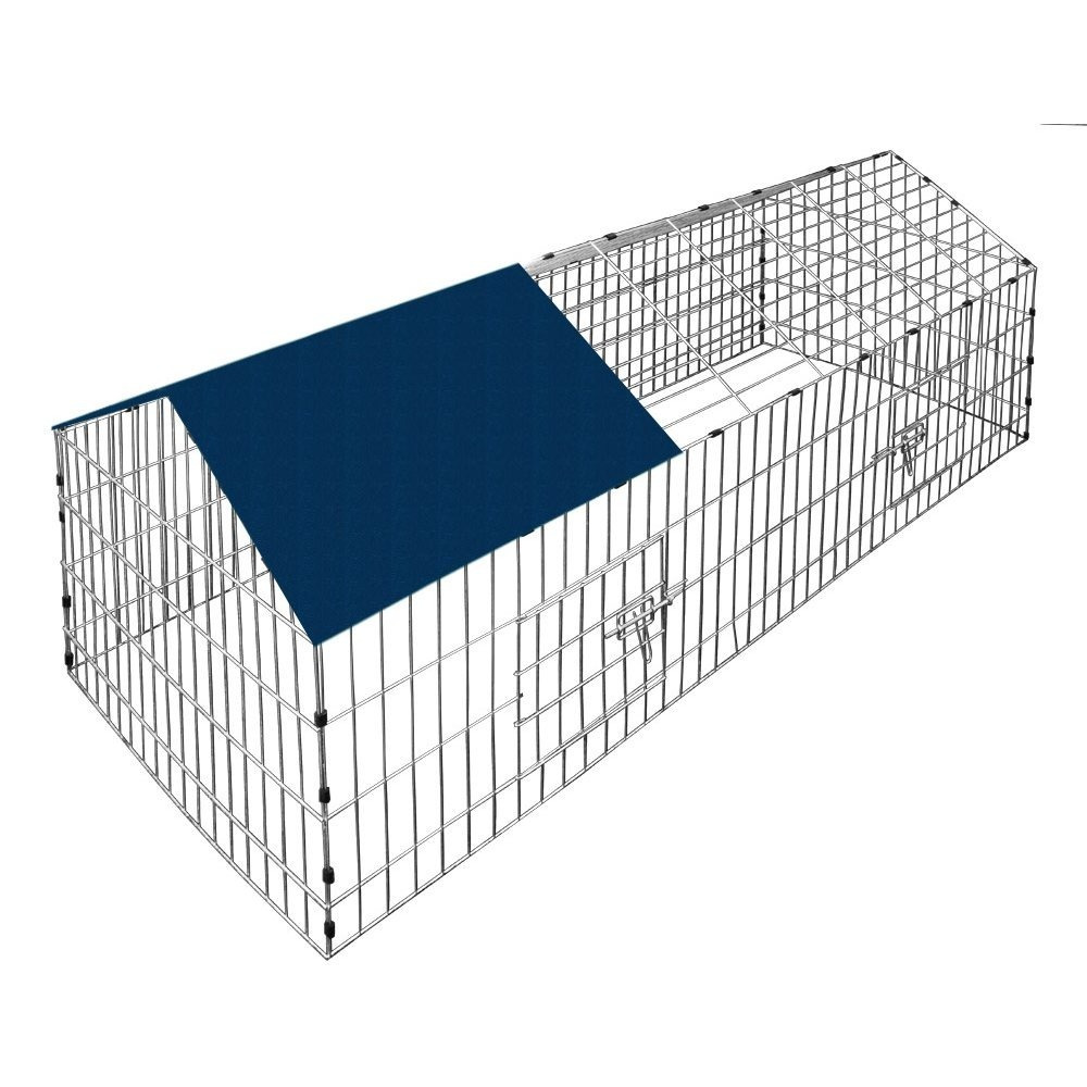 Image of Cadoca® Enclosure 180x75x75cm Sun Protection Run Garden Rabbit Hutch Rabbit Hutch Small Animal Run Roof Material Blue