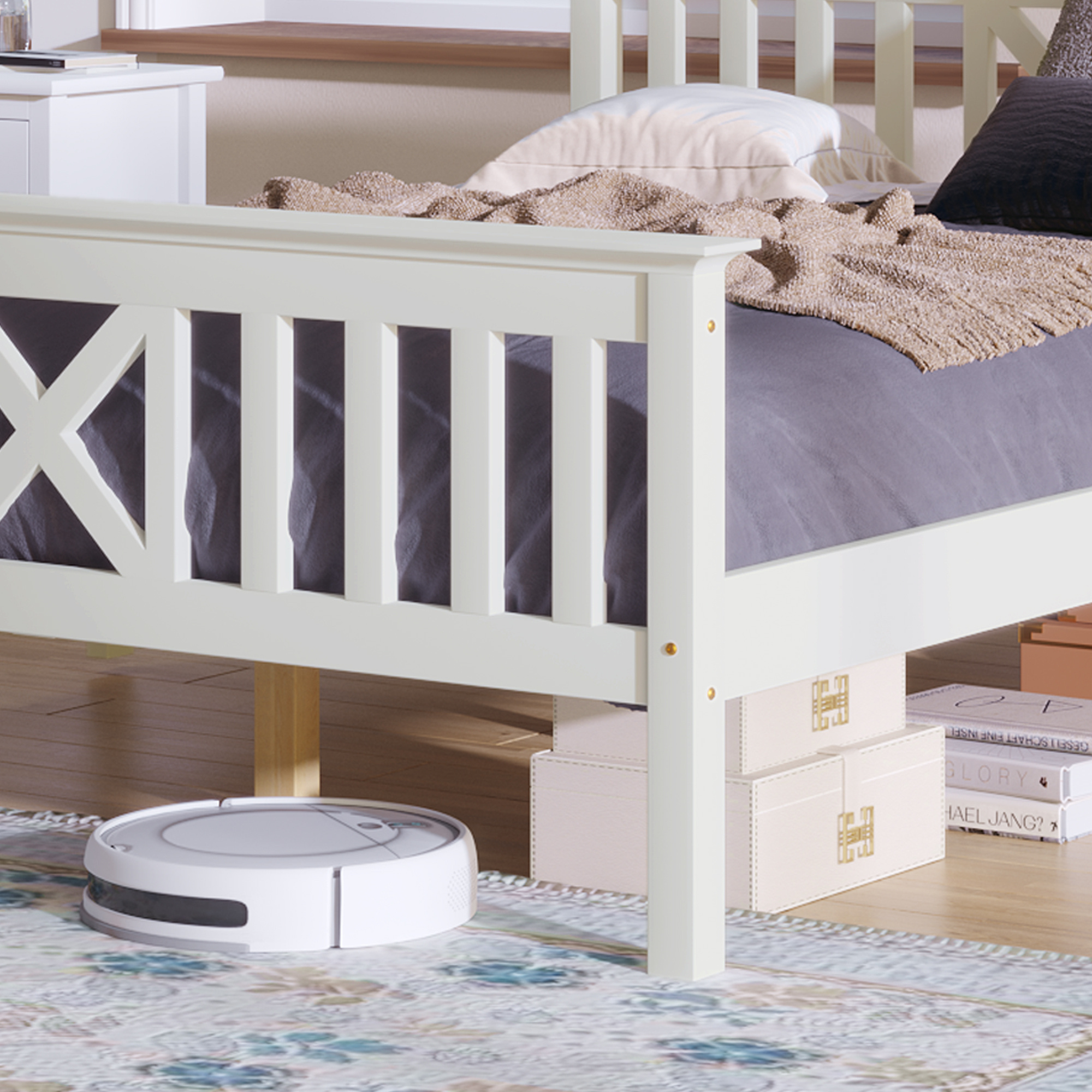 Wooden Bed Frame with Drawers Single Storage Bed Solid Pine Wood,3FT Guest Bed For Adults, Kids, Teenagers