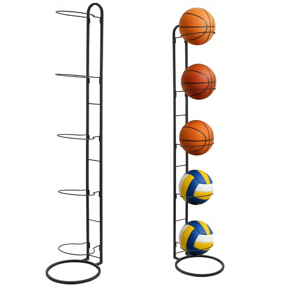 TEMU 5 Tier Layer Ball Stand Holder For Footballs, Basketballs, Volleyballs, Detachable Ball Storage Rack Metal Ball Organizer Football Holder Stand