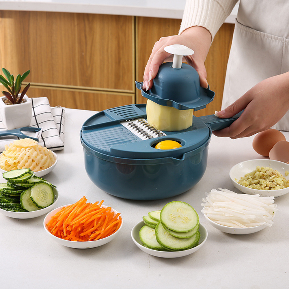 12pcs Vegetable Chopper Set with Container & Six Knives