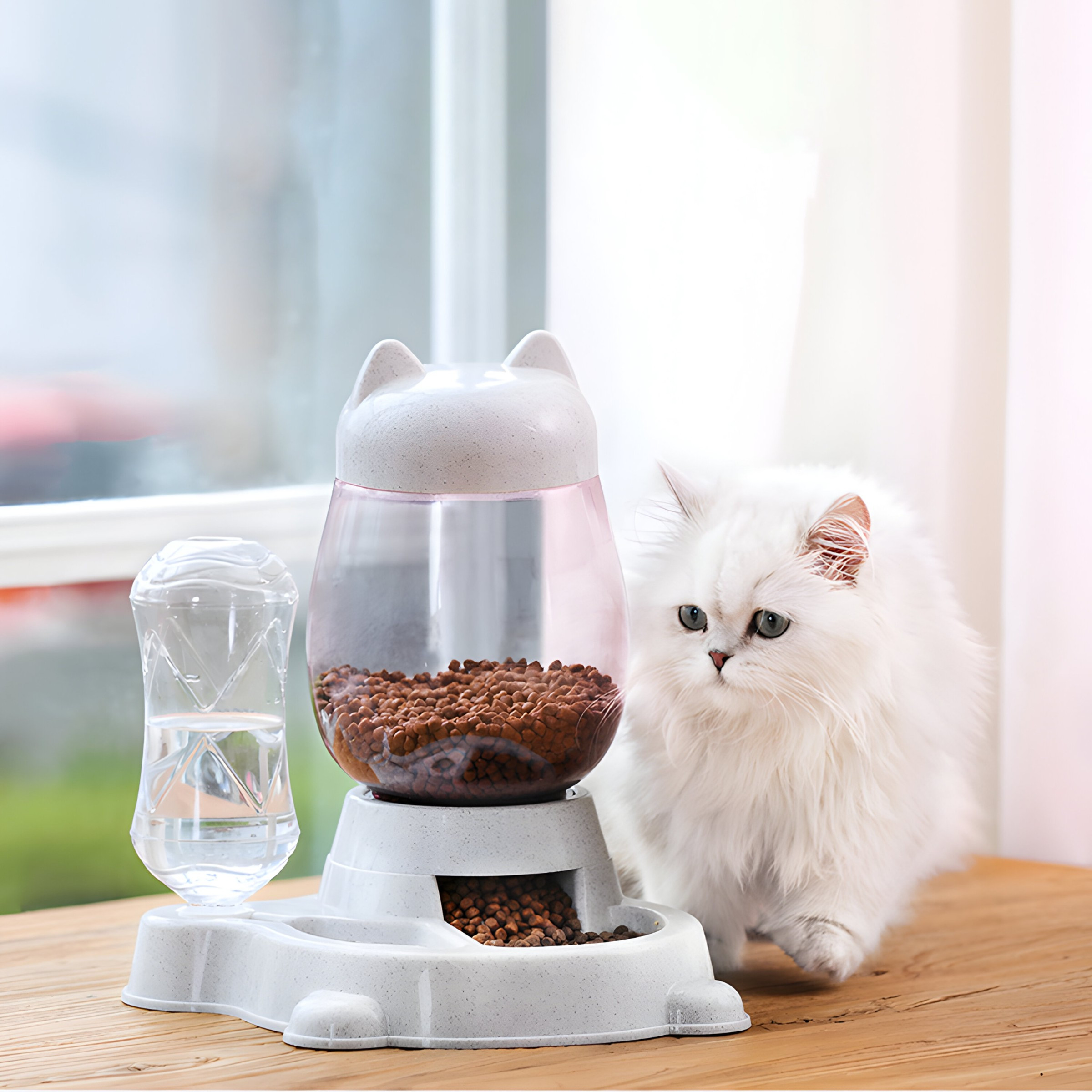 TEMU Wasserspender RETOO , Schüssel für Hunde und Katzen, 528ml Wasserspender, 2.2L Futterspender, Zugang zu Wasser und Futter, Zeitersparnis,