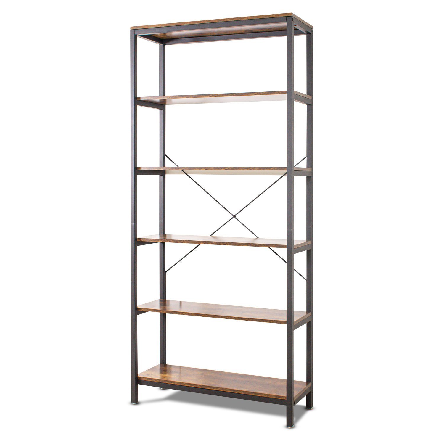 TEMU Ganbaru - scaffale a 6 ripiani in stile industriale, 80x30xH180 cm