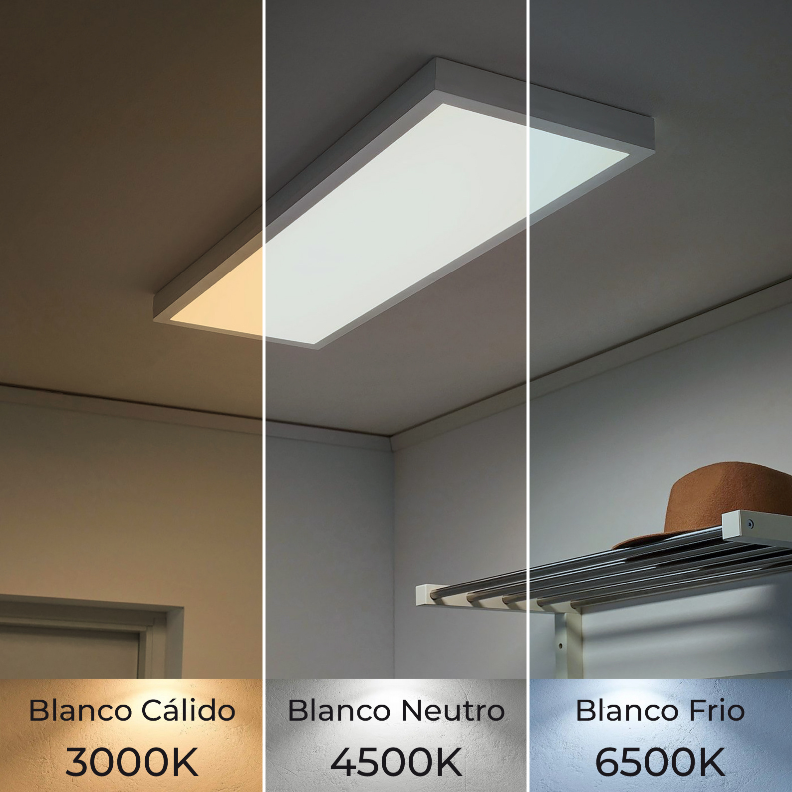 TEMU LED ATOMANT Plafón de Superficie 60x30cm 36W, Panel LED Rectangular Ultradelgado con Selector de de Color CCT ( , y Frío), 4000 , Luz Uniforme,
