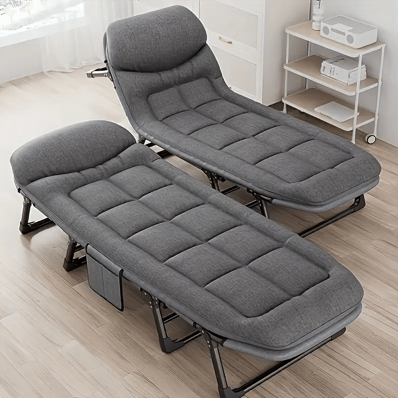 large outdoor folding bed camping cot lightweight guest bed with adjustable 6   comfortable mattress and pillows breathable fabric portable durable suitable for outdoor use details 0