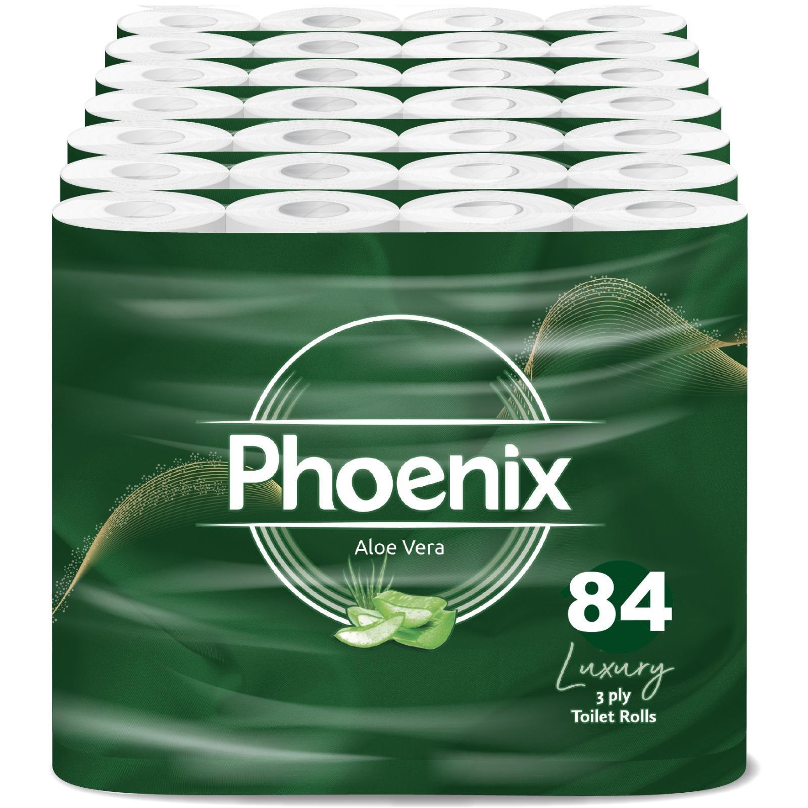 TEMU Phoenix 84 Pack Aloe Vera Toilet Rolls – 3 Ply Scented Quilted Luxury Toilet Paper | Soft, Absorbent & Gentle Tissue | Bulk Buy For | Fragranced