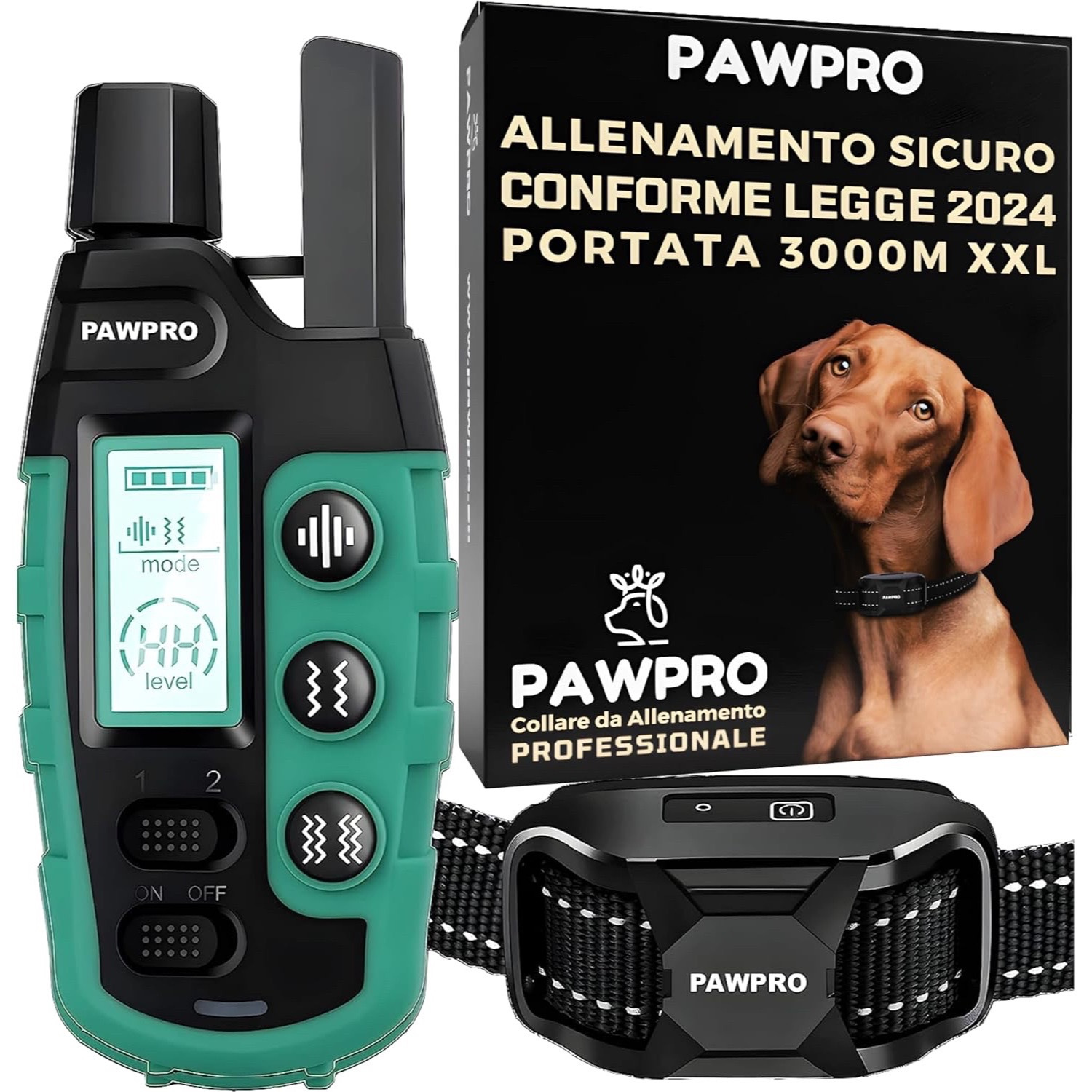   Dog Training Collar | Range XXL Up to 3000 Meters for     at a Distance |   with   2024   Law | 3 Safe And     for Effective And Respectful Training | Ideal for Dogs of All Sizes from 1Kg to 75Kg |   of Behaviors Such As Barking, Escaping,   |   Display for   | Fast Delivery in 48H Throughout Italy