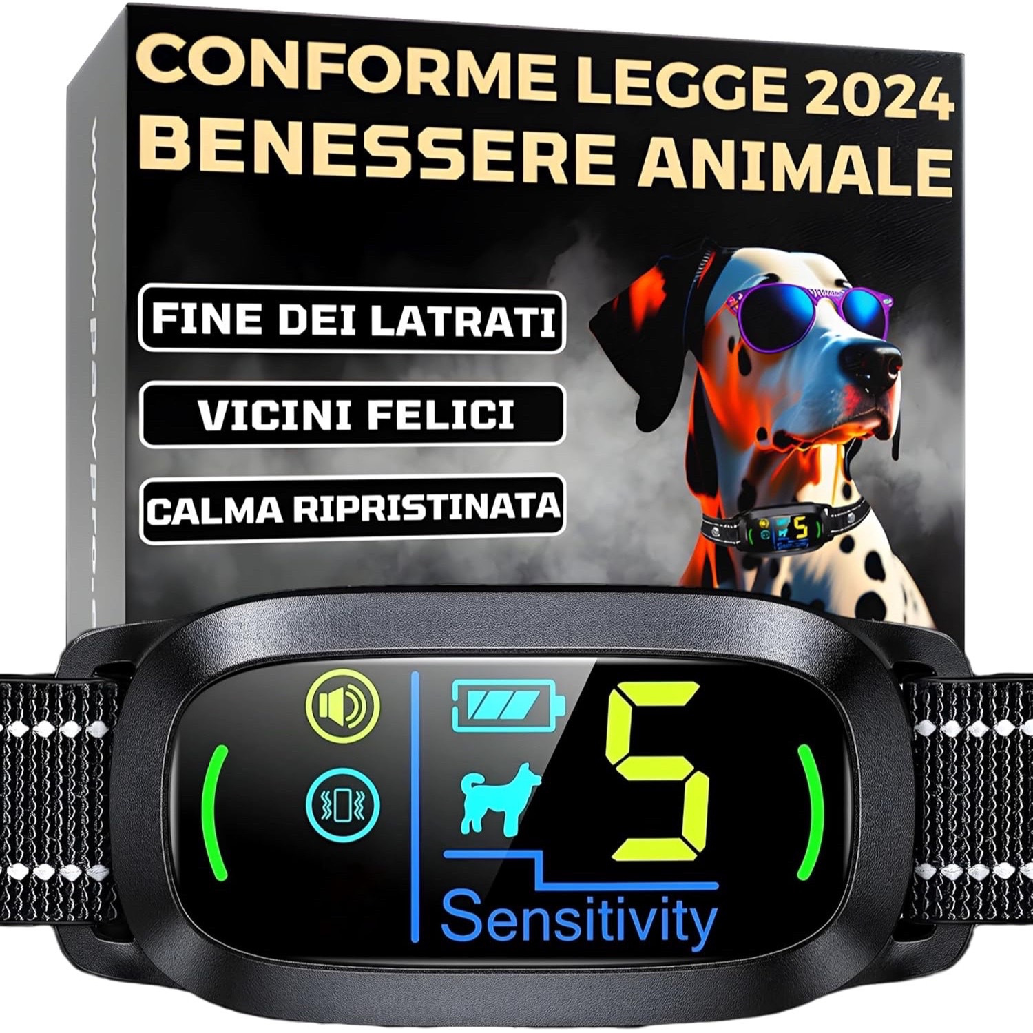  Anti-Bark Collar for Dogs | 100% Automatic Intelligent Detection with Artificial Intelligence |   with   2024   Law | Color Screen with Easy Adjustment | 3 Effective And Respectful   Without Shocks | Suitable for All Breeds And Sizes from 1Kg to 75Kg |   Delivery in 48H