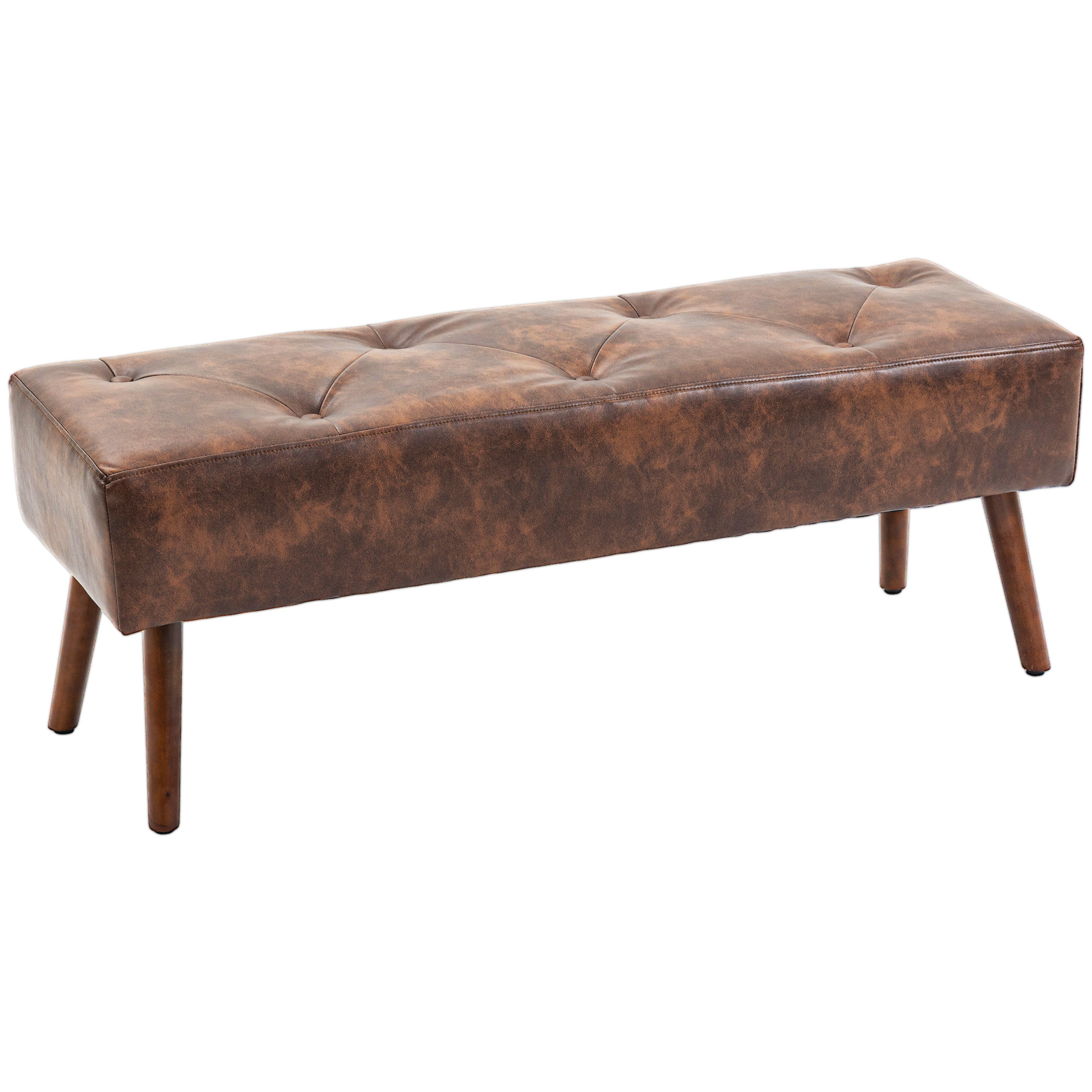 Image of Homcom Vintage-style Tufted End-of-bed Bench With Synthetic Upholstery, 114 X 38 X 42 Cm, Wooden Base, Padded With Aged Effect
