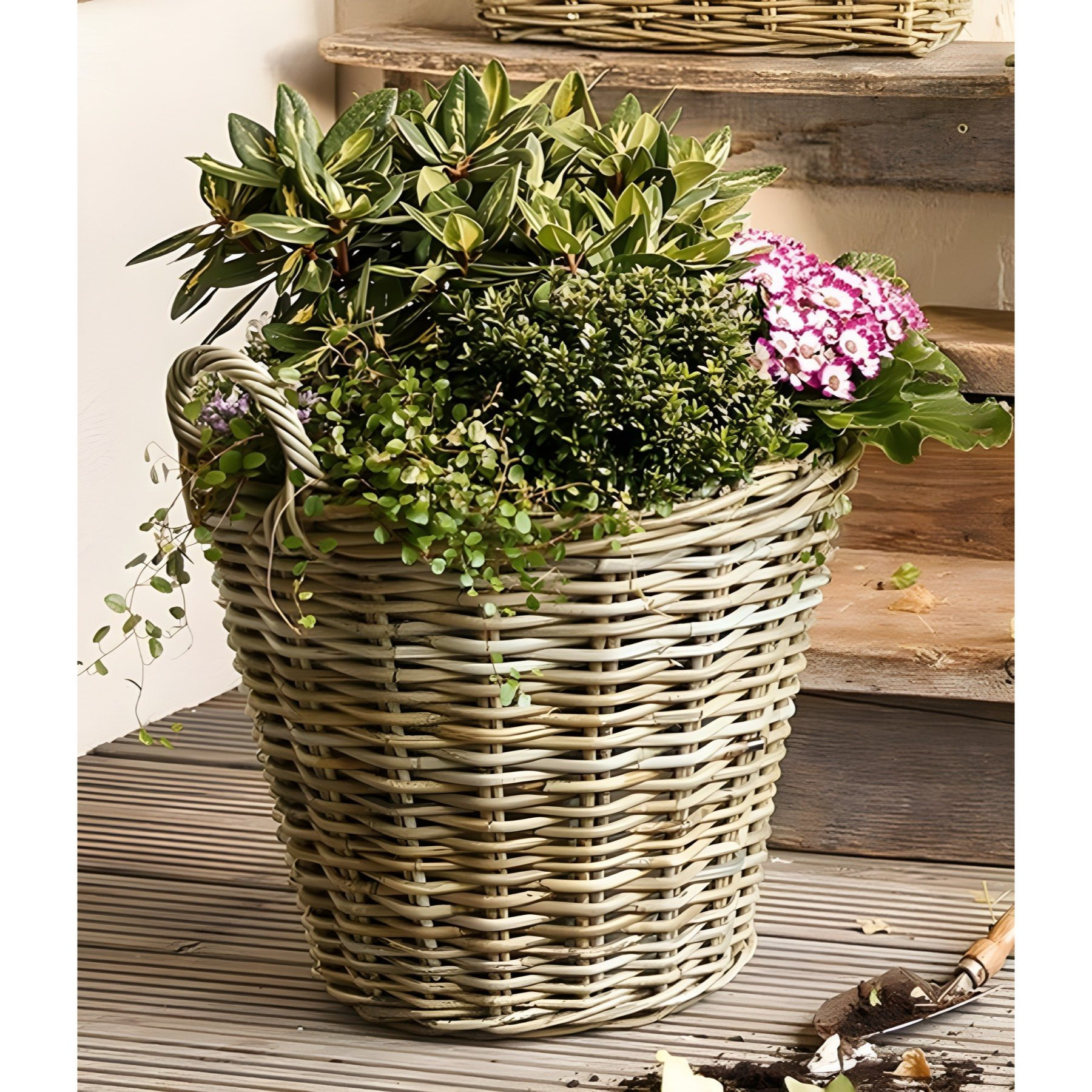 1 stck, geflochtener blumentopf, groes handgewebtes pflanzgef, grner  dekorativer topf fr wohnzimmer oder balkon, nordischer stil korb aus  rattan fr pflanzen - terrasse, rasen & garten - Temu