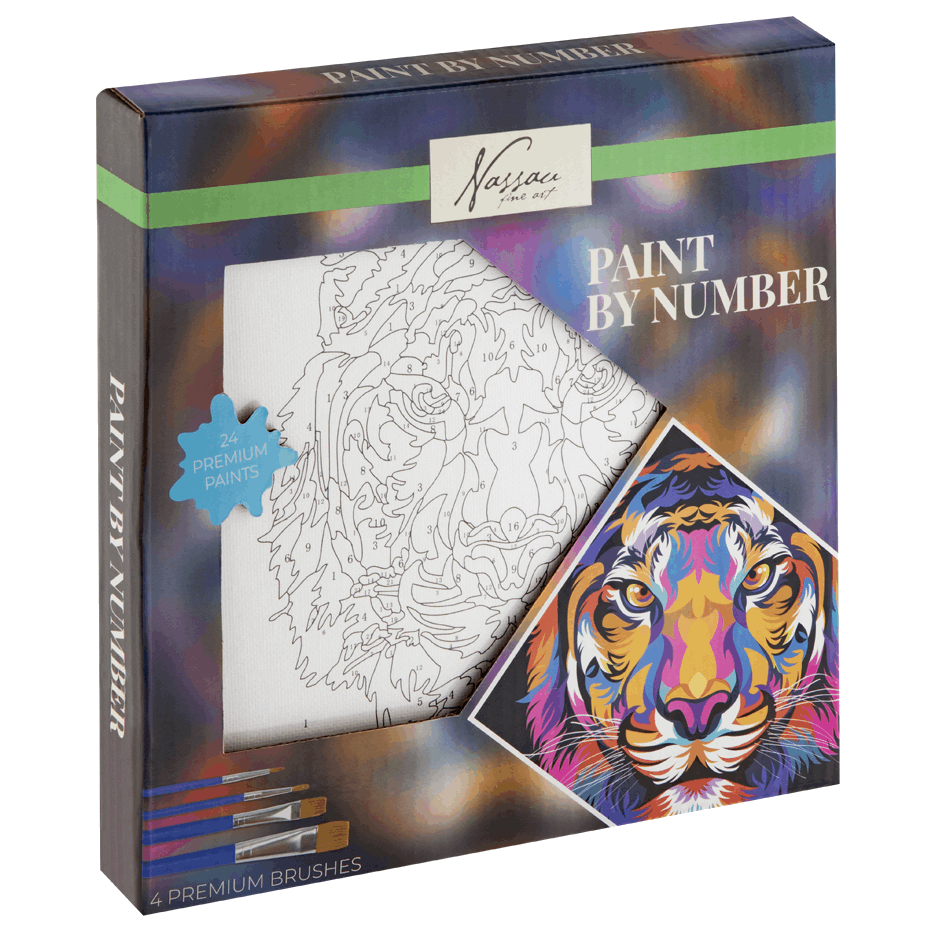 TEMU Paint By Number 20x20cm Tiger-24 Paints/4 Brushes