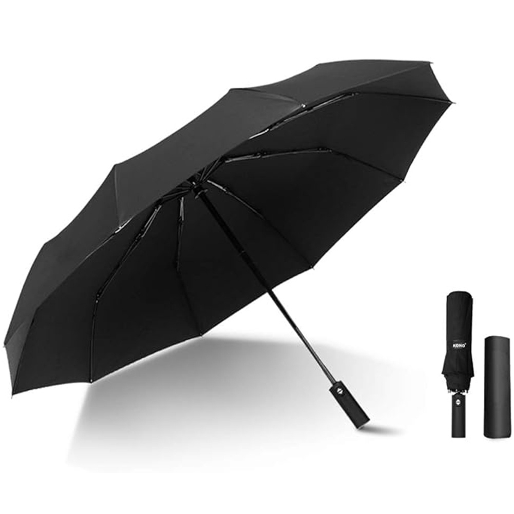 E-shop Automatischer Taschenschirm für Damen und Herren – Windfester Schwarzschirm, Schwarz