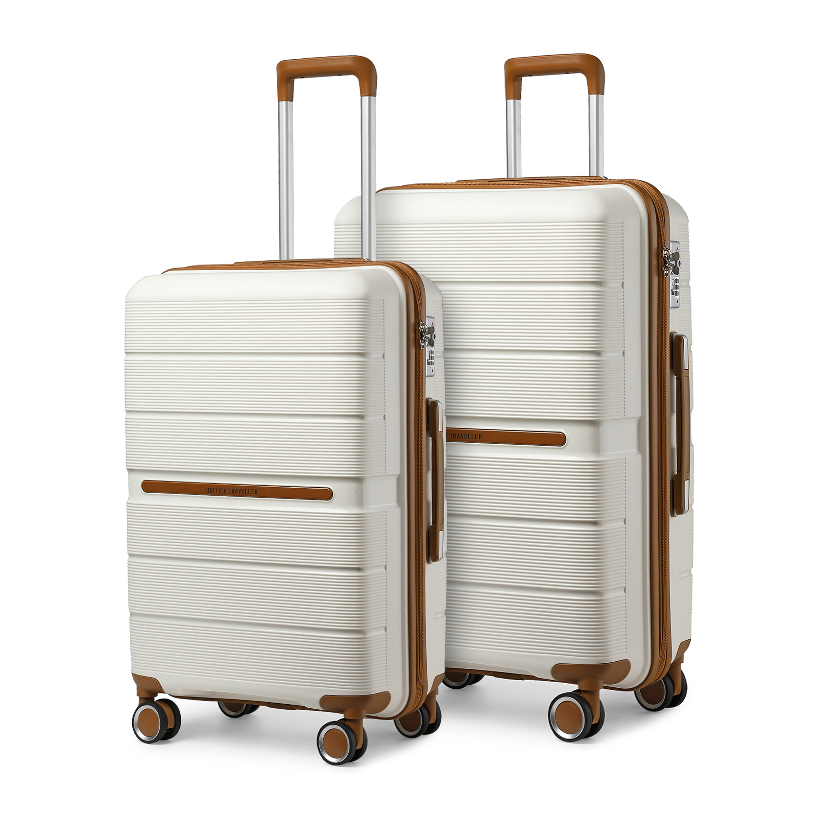 British Traveller Hard Shell Cabin Suitcase with Spinner Wheels