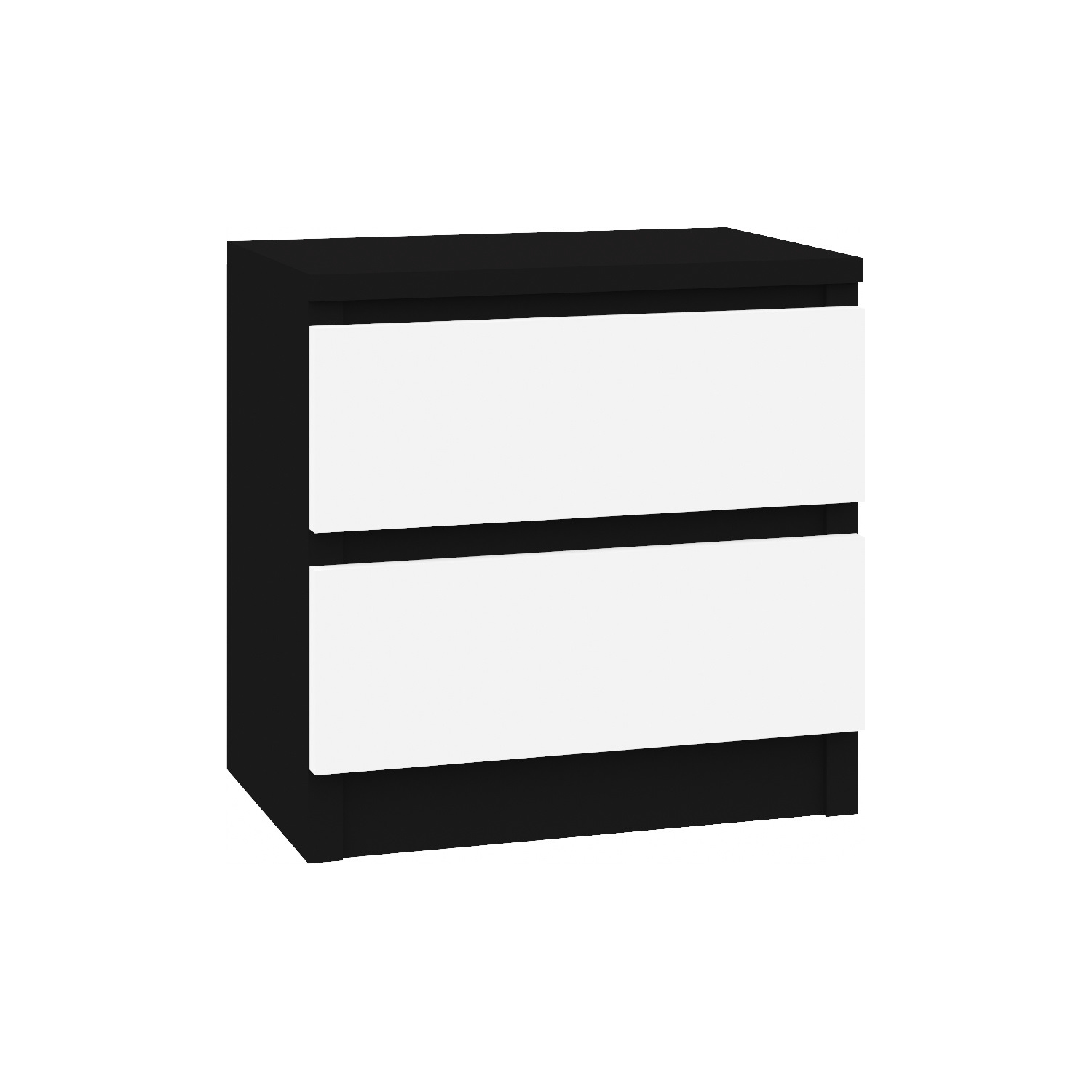 Vbchome Nightstand 40x40x30 White Matt – Modern Nightstand With 2 Drawers For Bedroom, No Handles