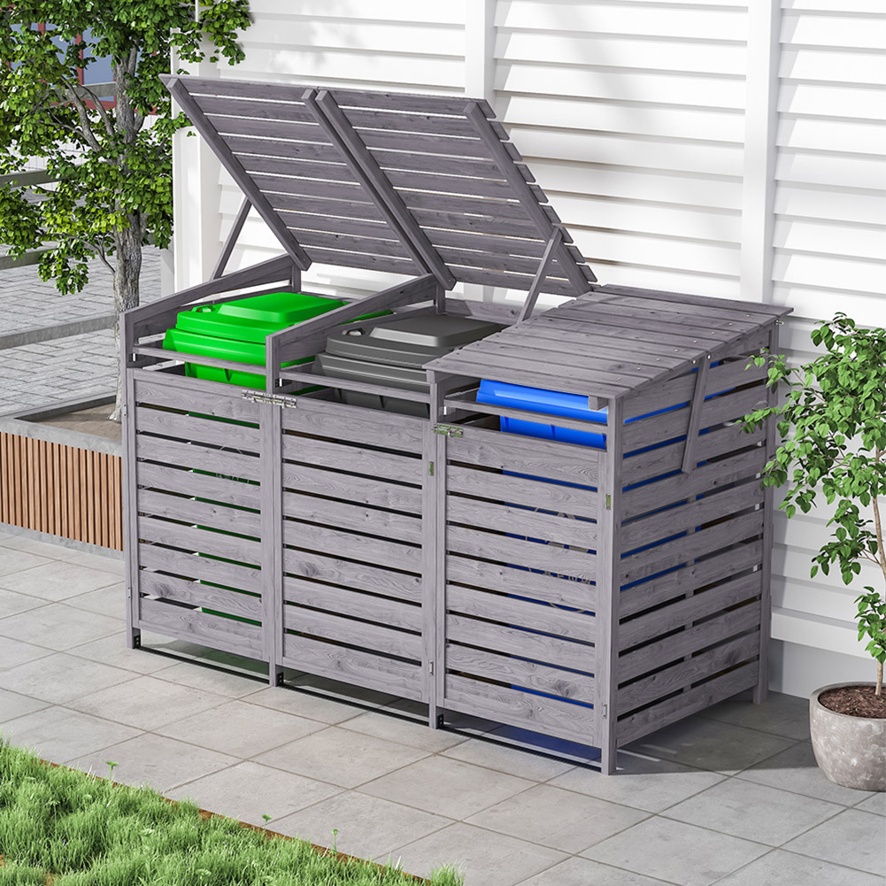 TEMU Wheelie Bin Storage 3 Wheelie Bin Storage Outdoor Triple Wheelie Bin Storage Wheelie Bin Hideaways For Outside Bin Shed For Garden, 3