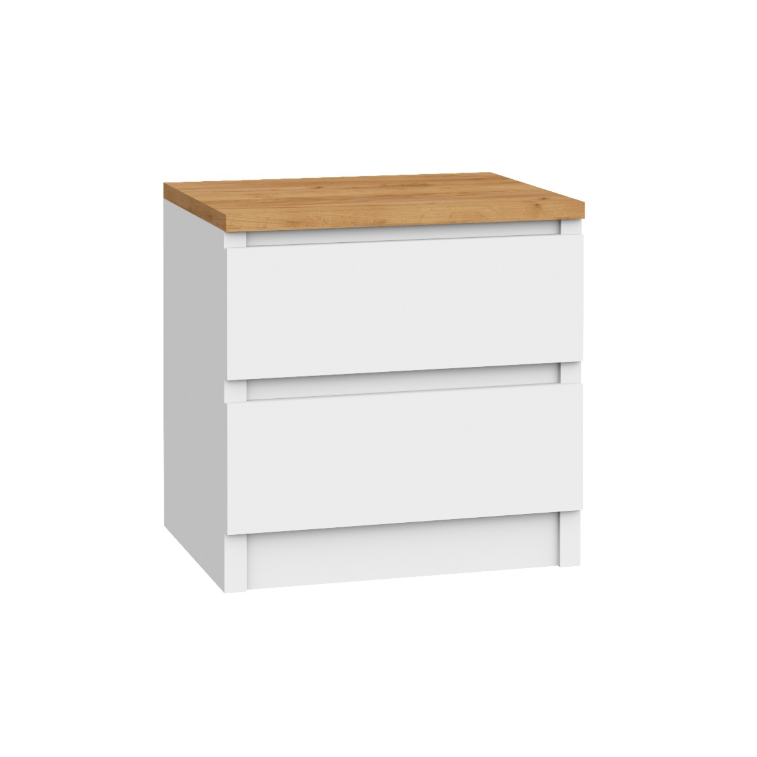 Vbchome Nightstand 40x30x40 Cm White Oak Matt – Modern Nightstand With 2 Drawers, No Handle For Bedroom