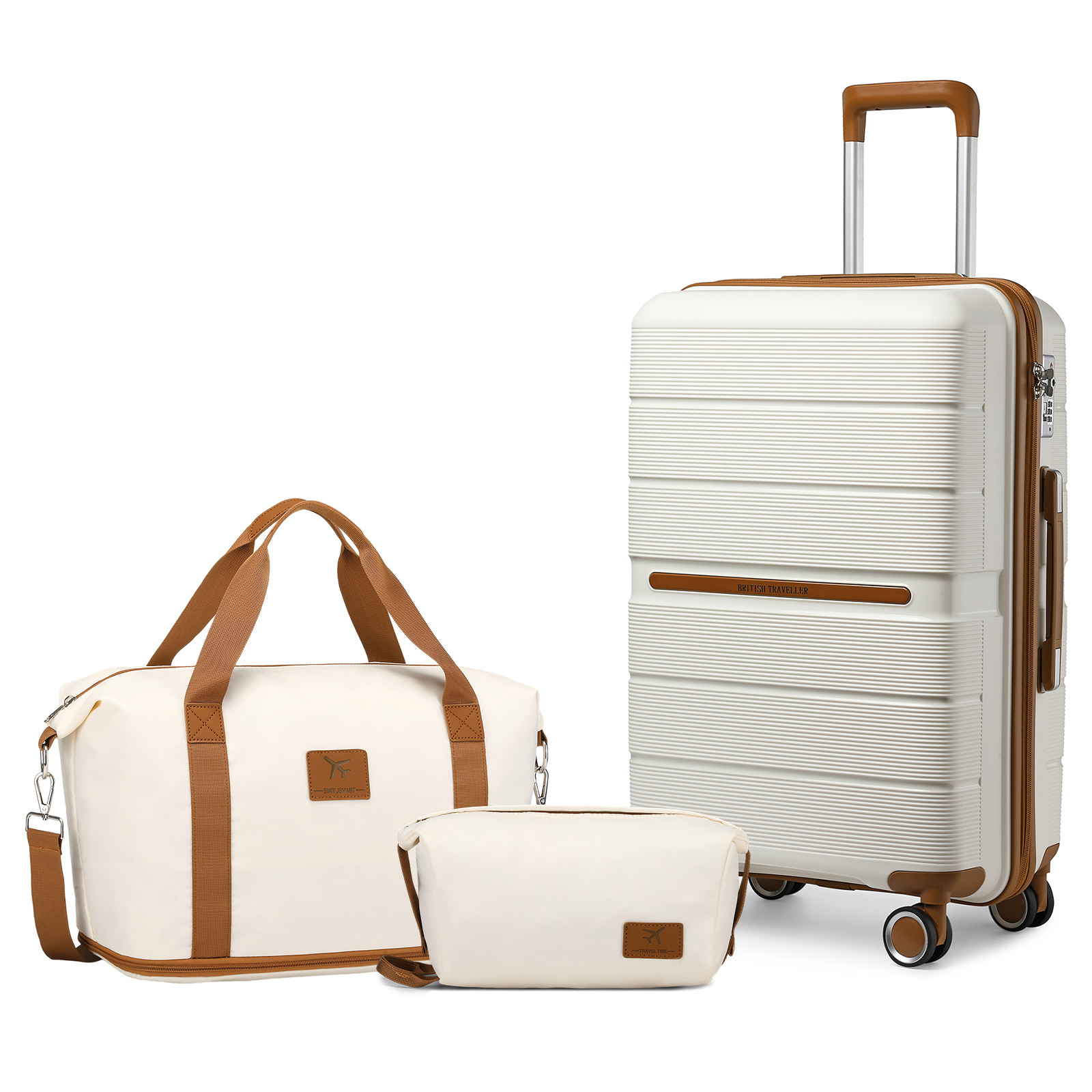 British Traveller Hard Shell Cabin Suitcase with Spinner Wheels