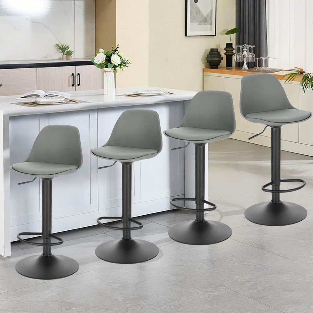 4pcs Bar Stool With Backrest, Modern Minimalist Bar Stool, Counter Stool, Height Adjustable, Swivel, Suitable For Kitchen, Dining Room, Bar