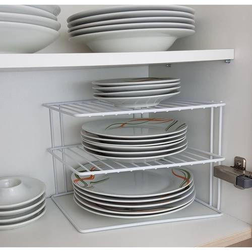 3 tier plate rack tidy cupboard shelf insert organiser new