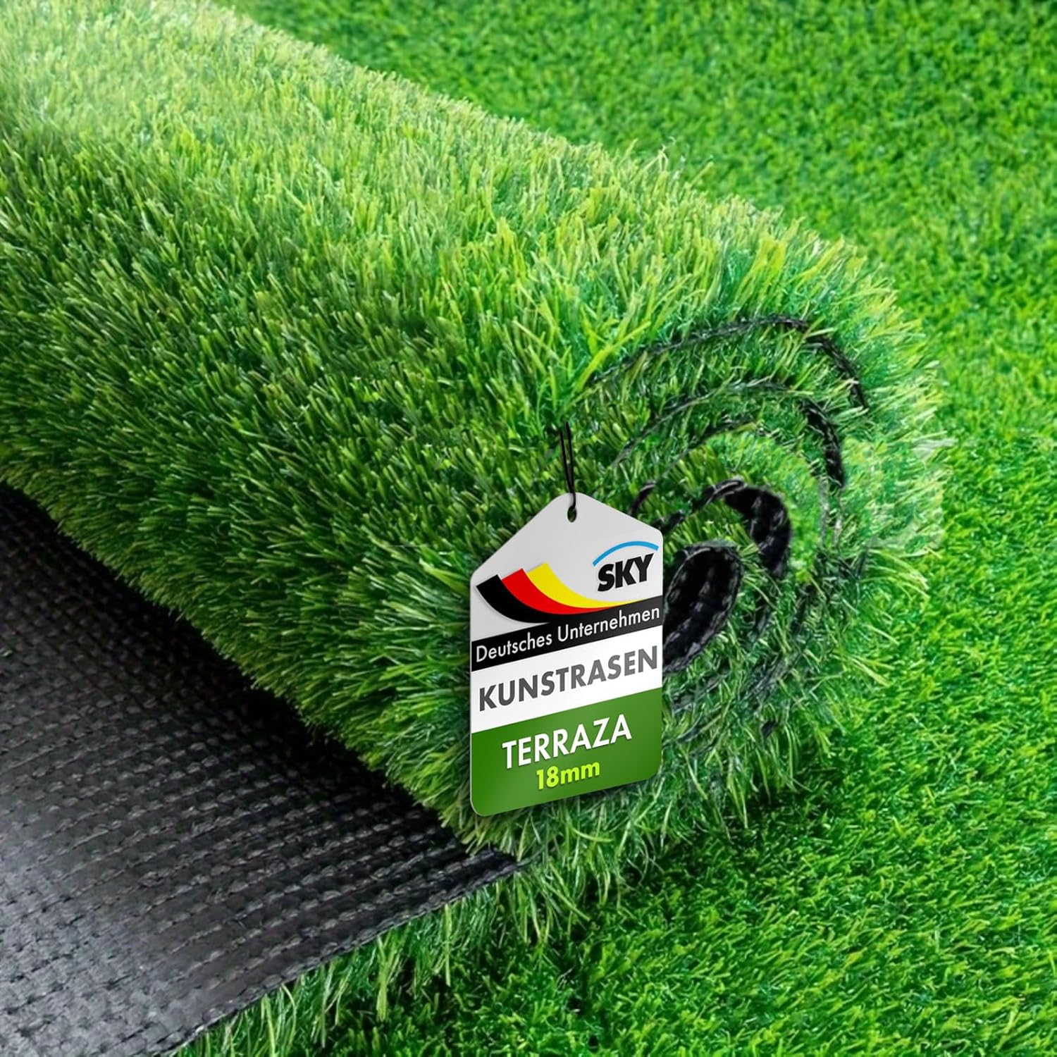 Image of Weather-resistant Artificial Turf 18 Mm – Outdoor Lawn Carpet For Balcony, Terrace & Garden – Plastic Roll Lawn By The Meter, Multiple Sizes