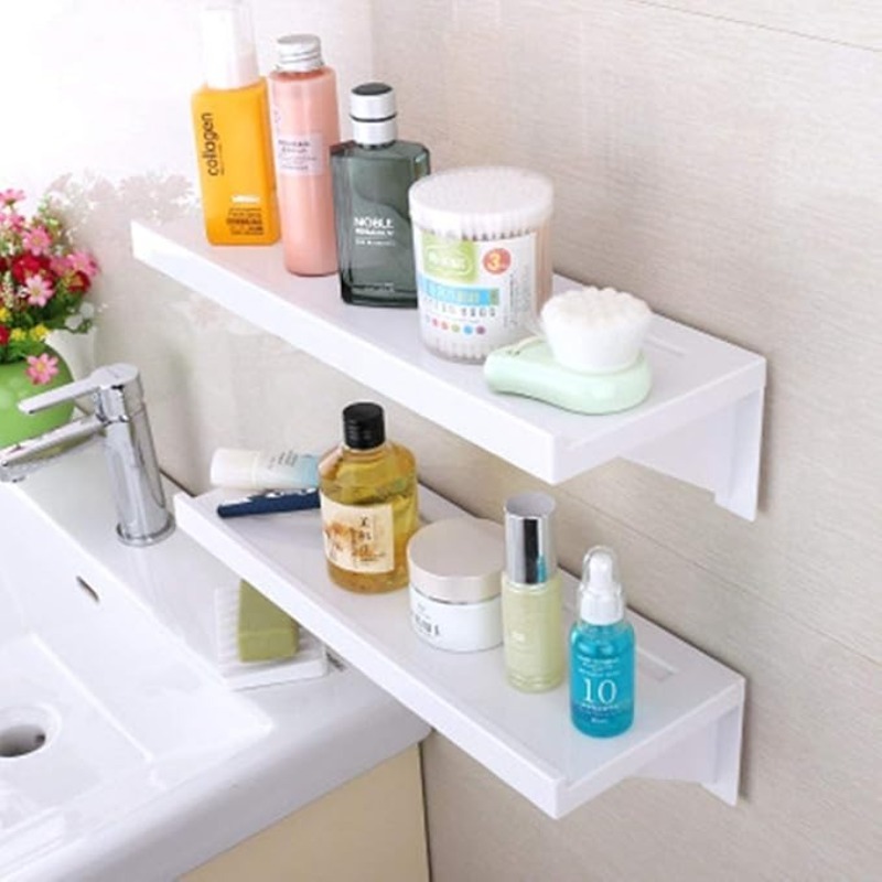 TEMU 1pc Wall Mounted Bathroom Tray - Space-saving Bathroom Toiletries Organiser, Cutlery And Spice Organiser With No-drill Design For Durability And