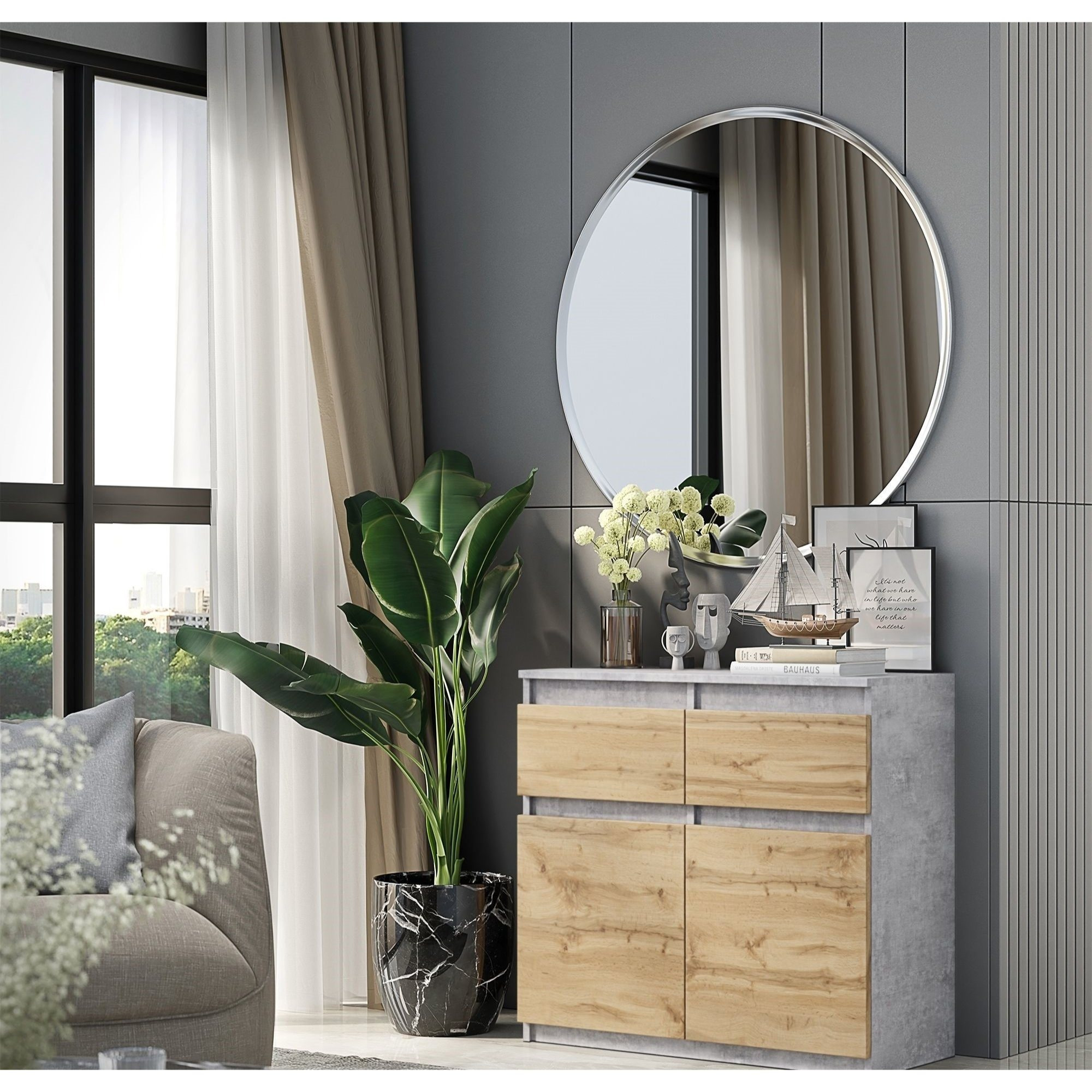 Image of Chest Of Drawers / Sideboard With 2 Drawers And 2 Doors - 80x75x35cm