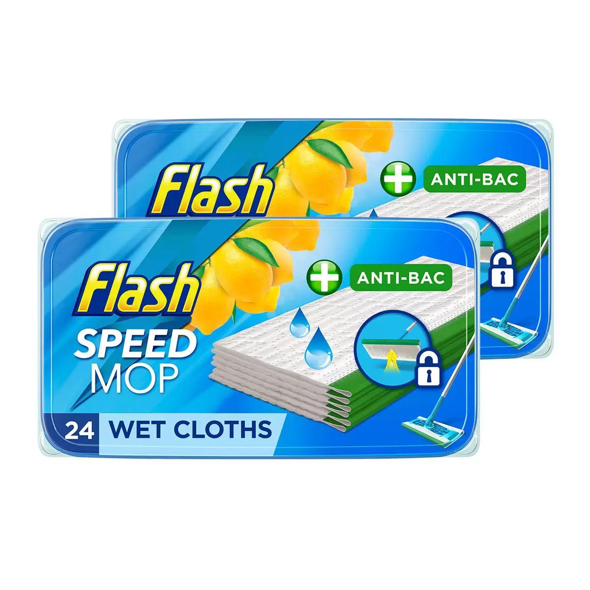 TEMU Flash Speedmop Wet Cloths Lemon Multi-surface Refills, Pack Of 2 X 24