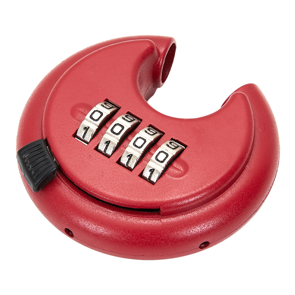 Red 70mm Disc Padlock Combination Lock, 4-Digit Steel Padlock