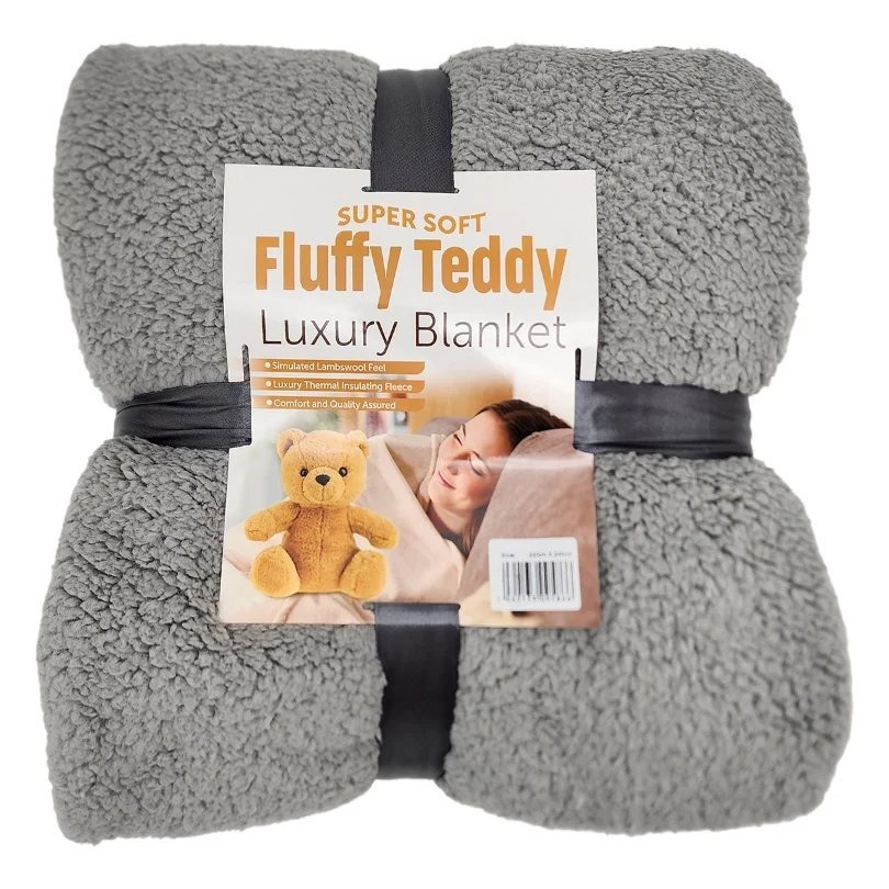 Ultra Soft Teddy Fleece Blanket – Warm, Cosy Throw for Sofa & Bed – Lightweight & Snuggly Winter Blanket – Different Colours and Sizes Available
