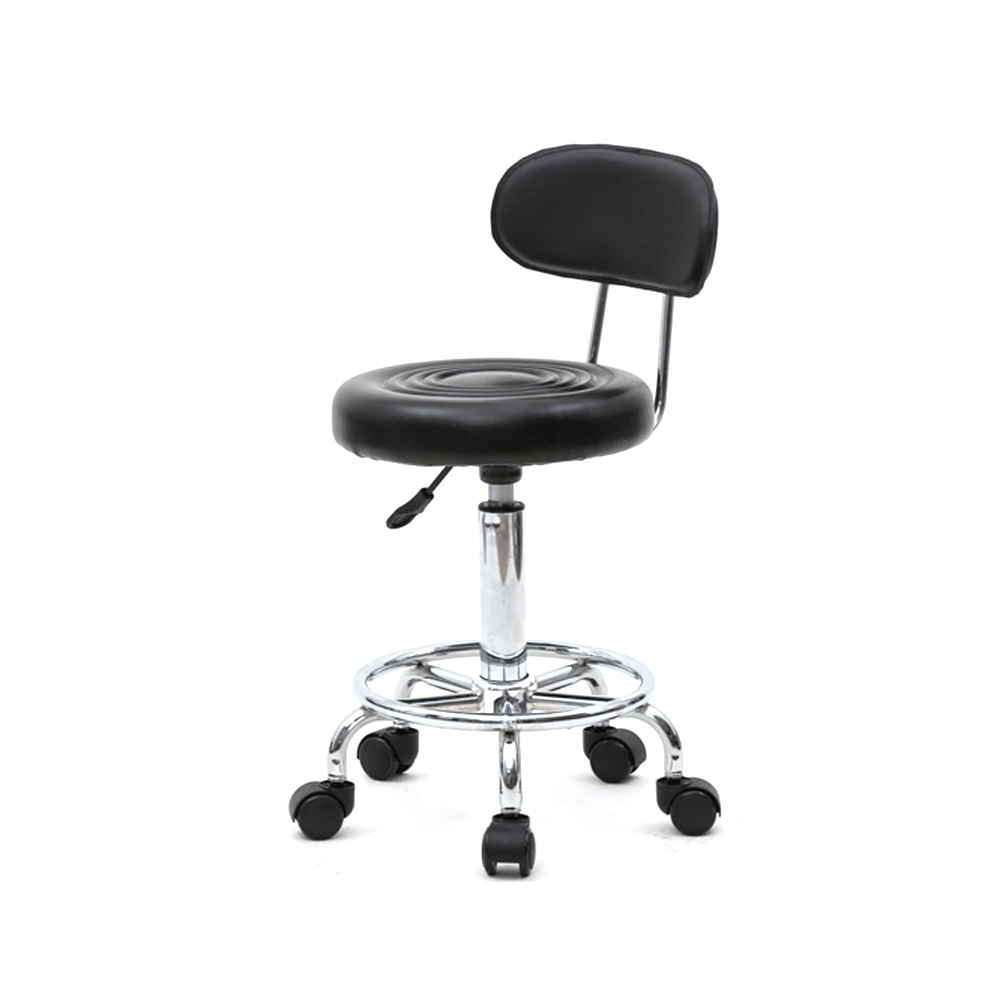E-shop 360° runde Salonstuhl mit Rückenlehne und Linien, professioneller, verstellbarer Salonstuhl, moderner Barhocker mit drehbarem PU-Leder, Armlehne
