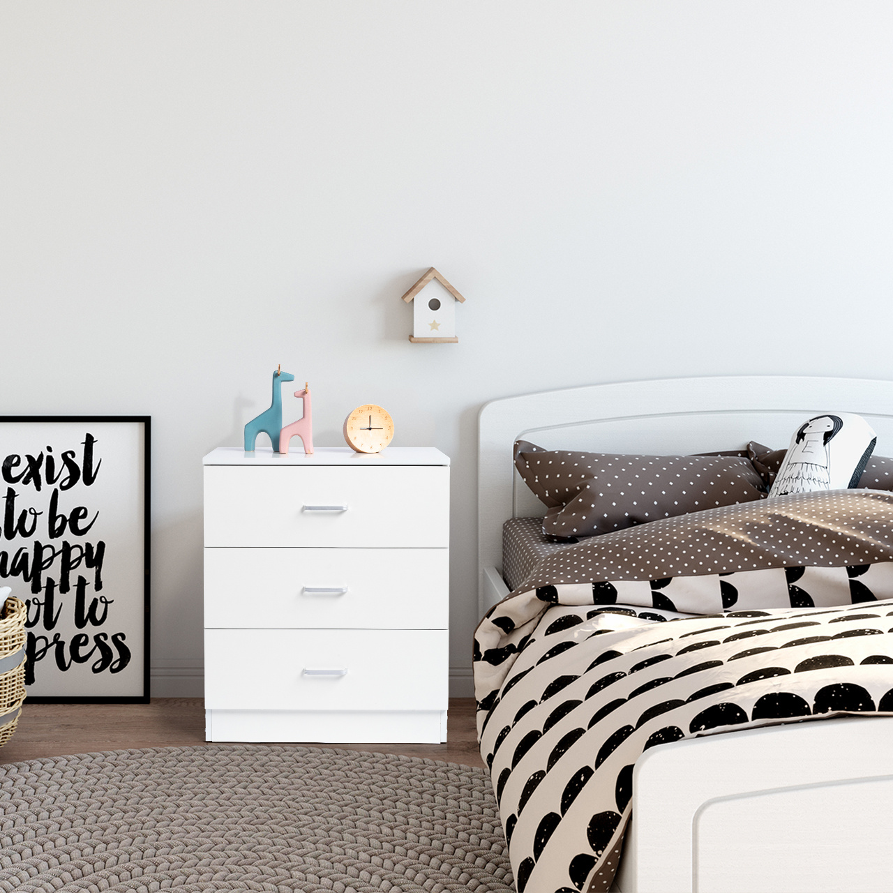 Image of White Porcelain Particleboard With 56*33*66cm High 3 Drawer Chest
