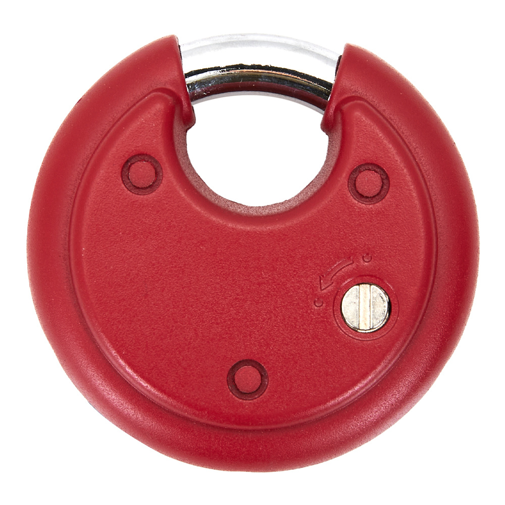 Red 70mm Disc Padlock Combination Lock, 4-Digit Steel Padlock