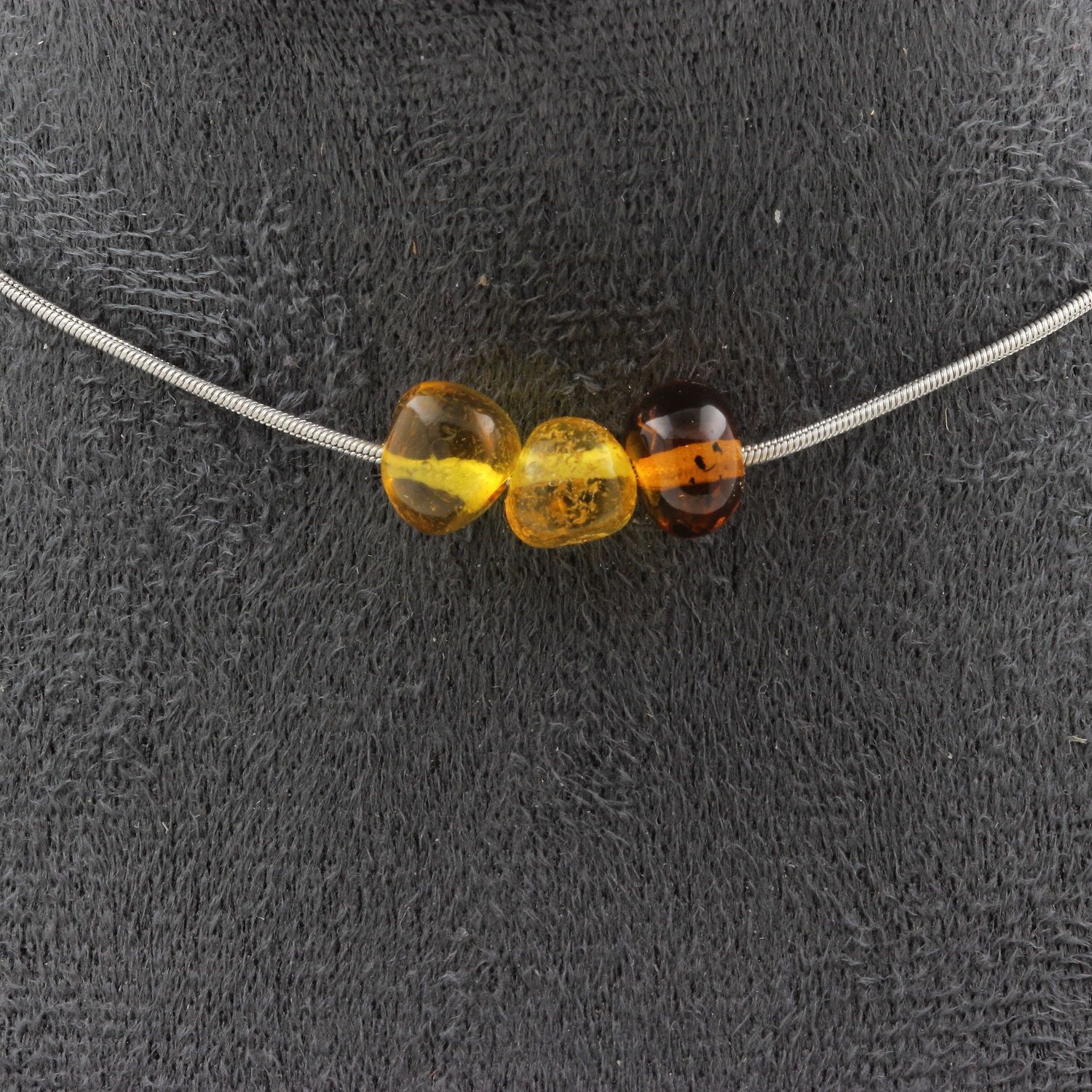 TEMU Collier 3 perles de la mer chaine en acier inoxydable.