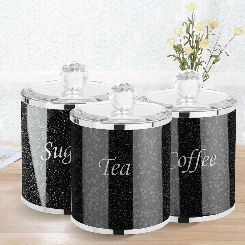 TEMU Coffee Sugar Holdfiturn Tea Canisters Sugar Canisters Crushed Coffee Sugar Jars Reusable Crystal Filled Tea Coffee Sugar Canisters With Lid For