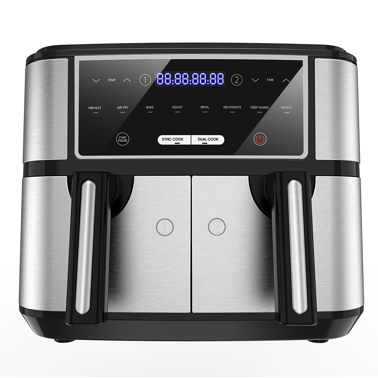 TEMU Fritadeira de Ar Quente Câmara Dupla 10L - Fritadeira de Ar Quente XXL 2600 W, Fritadeira de Ar Cestos, 8 Programas, Fritadeira de Ar Quente Sem