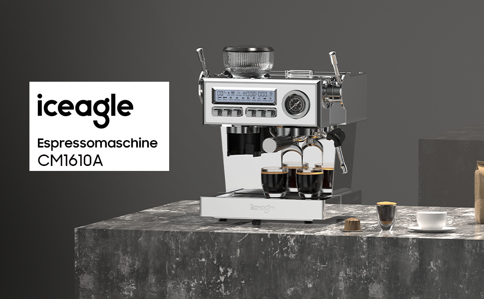 Espressomachine met Molen, 2050W Dripkoffieapparaat met 20-Bar Italiaanse Pomp, Koffiemachine met Melkopschuimer en Barista Kit, 25 Maalinstellingen, 1,6L Waterreservoir, Roestvrij Staal
