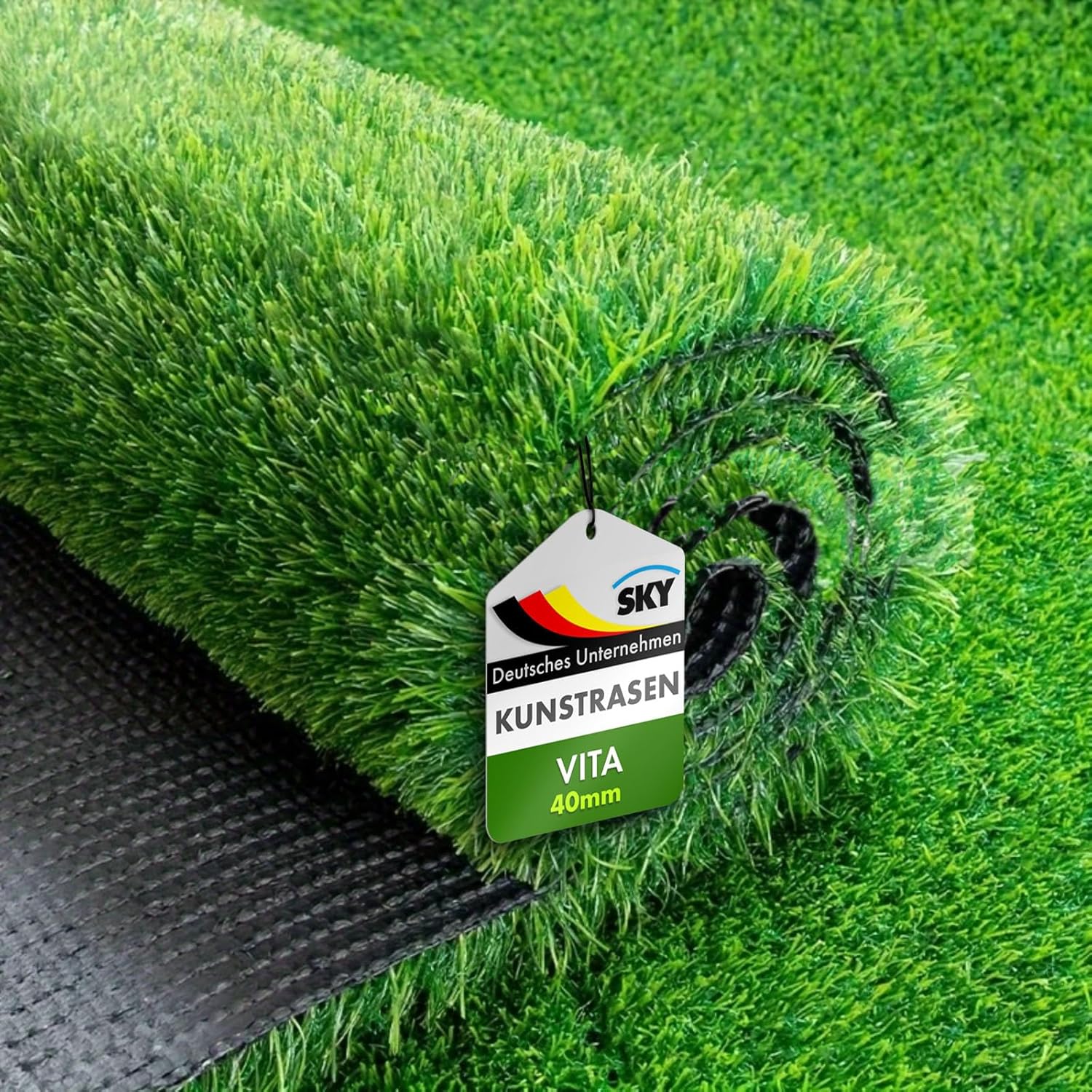 Image of Karat Artificial Grass Vita - 40mm High Outdoor Turf Carpet - Weather-resistant Grass Carpet By The Meter - Plastic Rolled Turf For Balcony, Garden & Terrace - Versatile Size